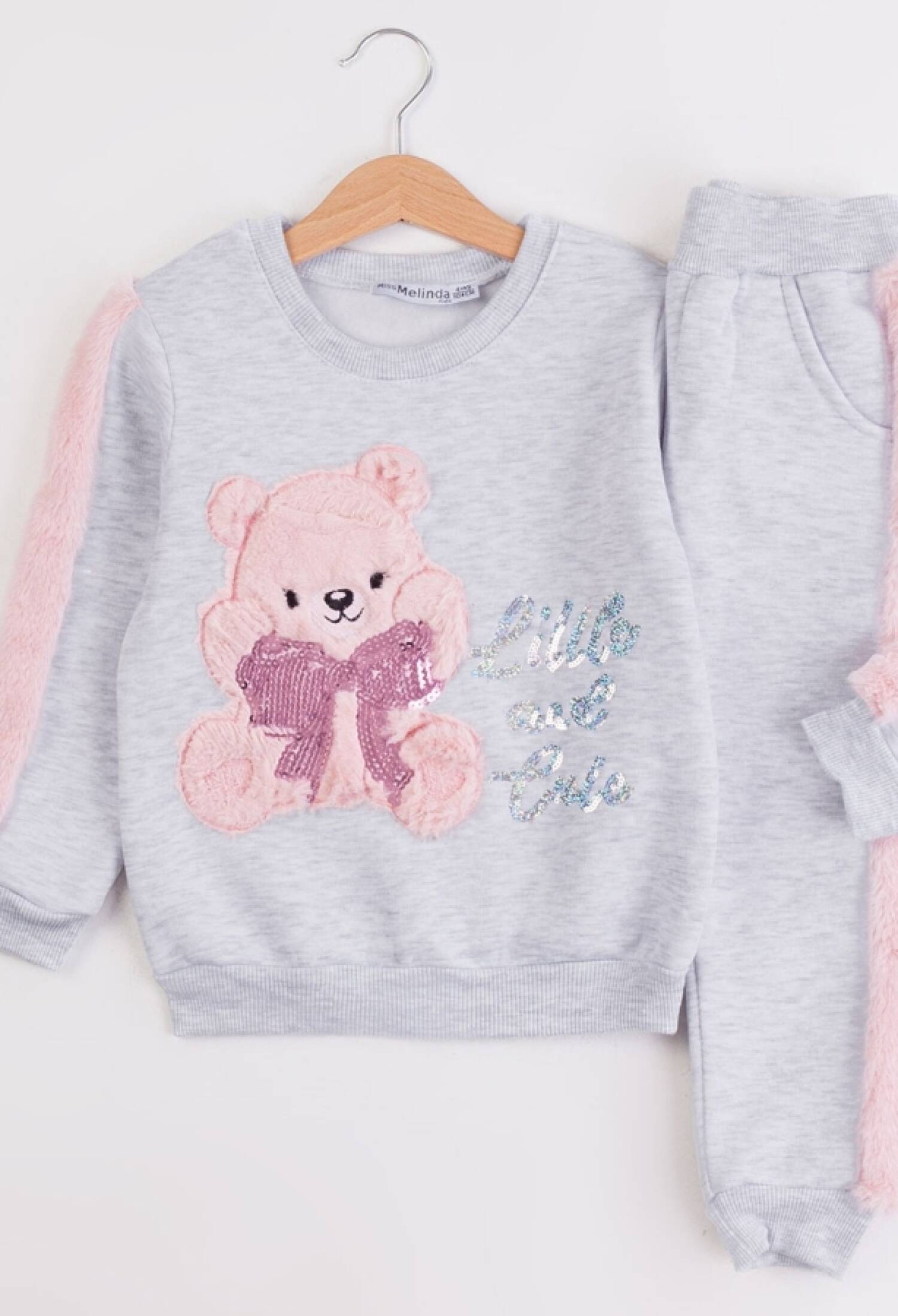 Ayıcık Nakışlı Kız Takım Şardonlu 3 İp - Brand: MİSS MELİNDA - Kids & Bby Clothes From Peralane Kids Turkey