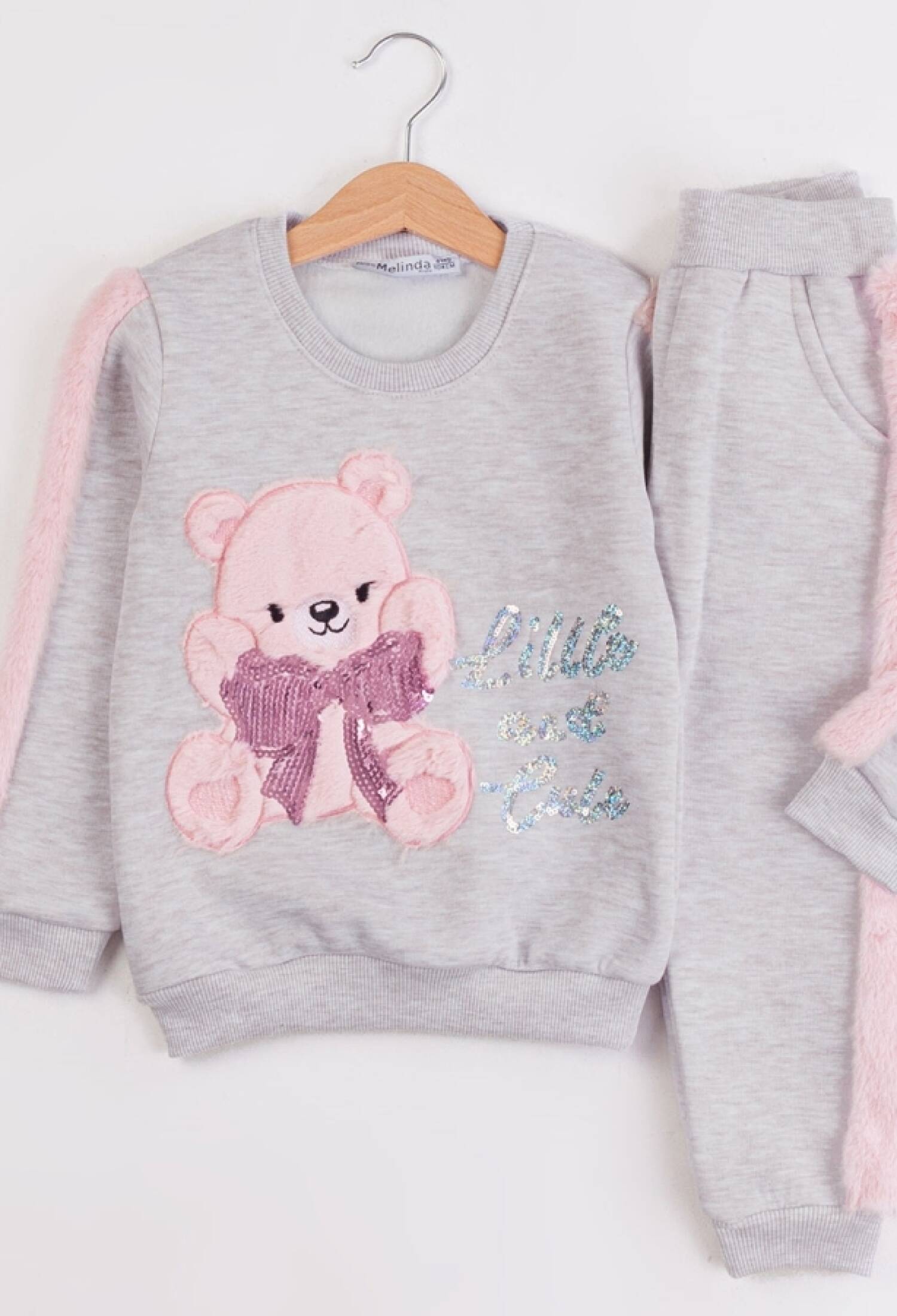 Ayıcık Nakışlı Kız Takım Şardonlu 3 İp - Brand: MİSS MELİNDA - Kids & Bby Clothes From Peralane Kids Turkey