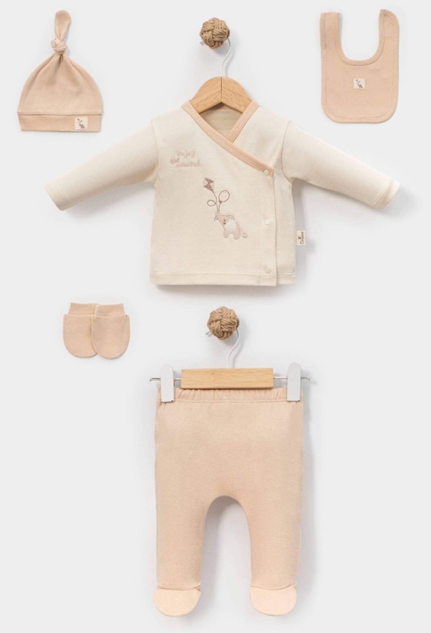 Fil Baskılı Erkek Bebe 5li Hastane Çıkışı Zıbın Set - Brand: CAYZEN - Kids & Bby Clothes From Peralane Kids Turkey