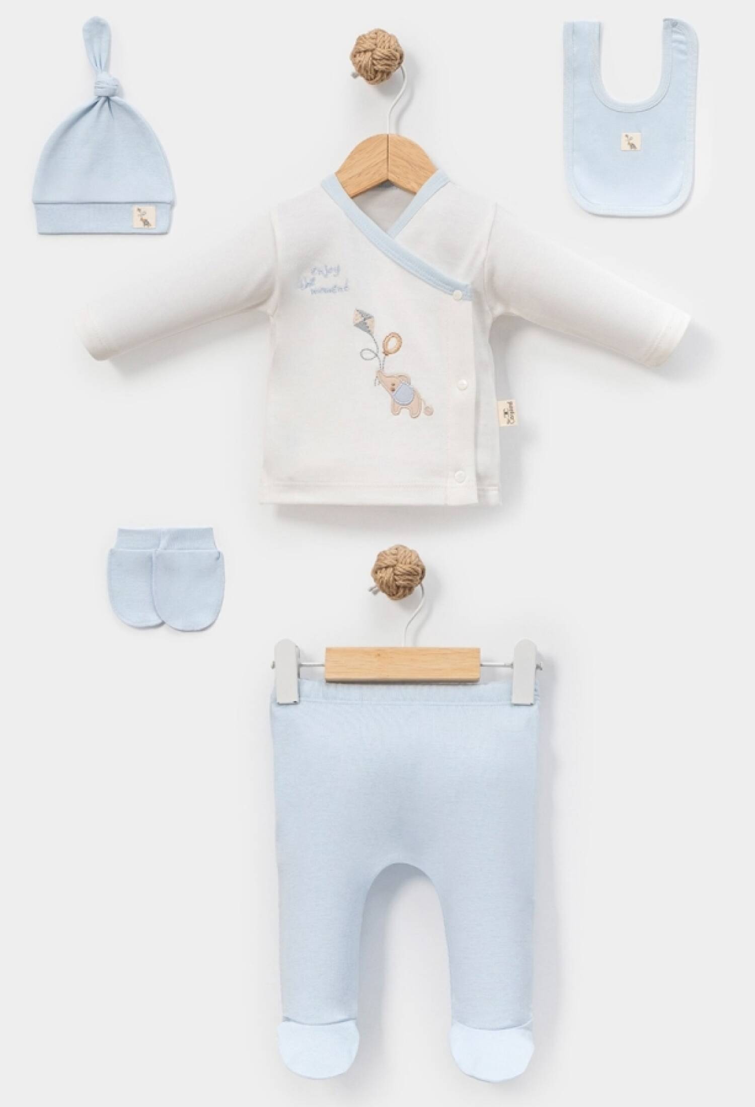 Fil Baskılı Erkek Bebe 5li Hastane Çıkışı Zıbın Set - Brand: CAYZEN - Kids & Bby Clothes From Peralane Kids Turkey