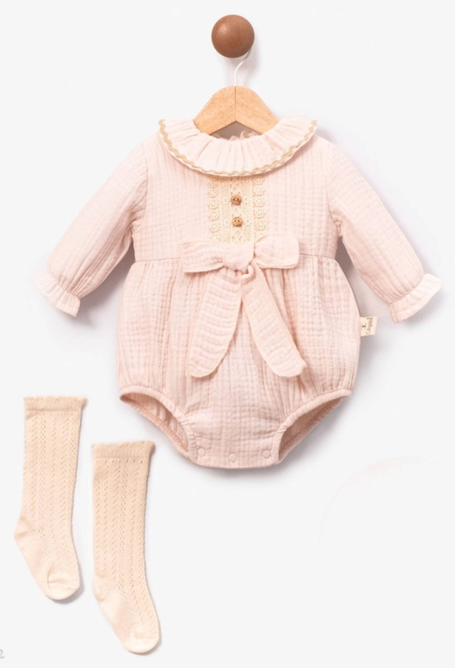 Fiyonk Detaylı Kız Müslin Çıtçılı Badi - Brand: CAYZEN - Kids & Bby Clothes From Peralane Kids Turkey