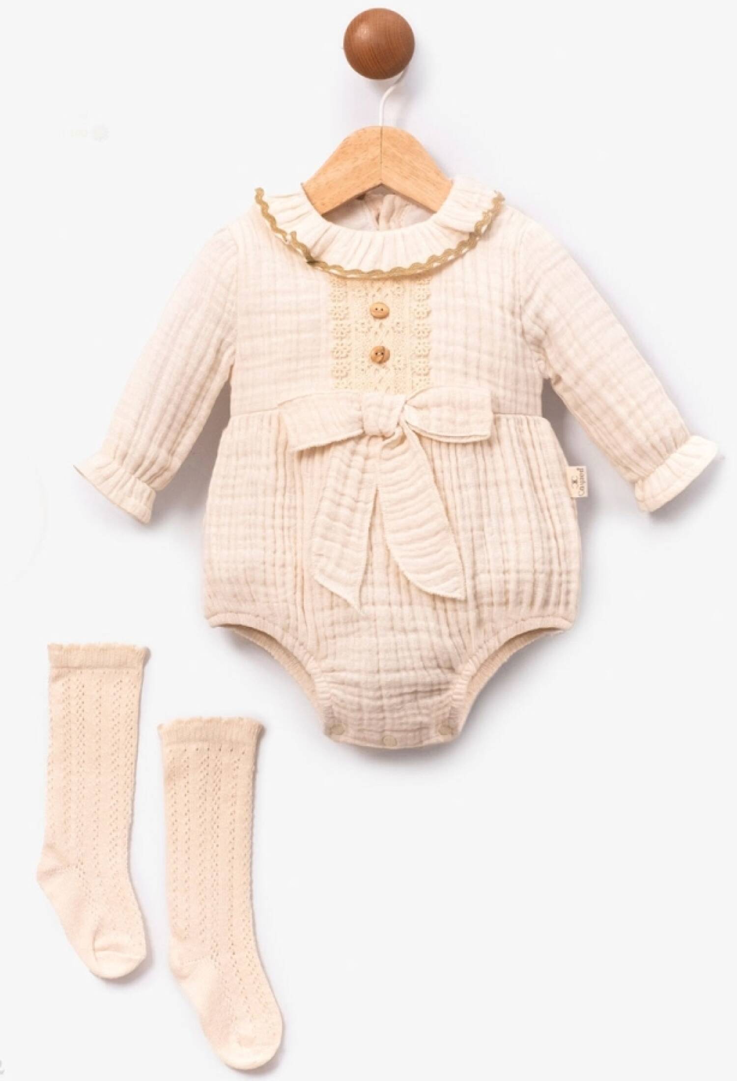 Fiyonk Detaylı Kız Müslin Çıtçılı Badi - Brand: CAYZEN - Kids & Bby Clothes From Peralane Kids Turkey