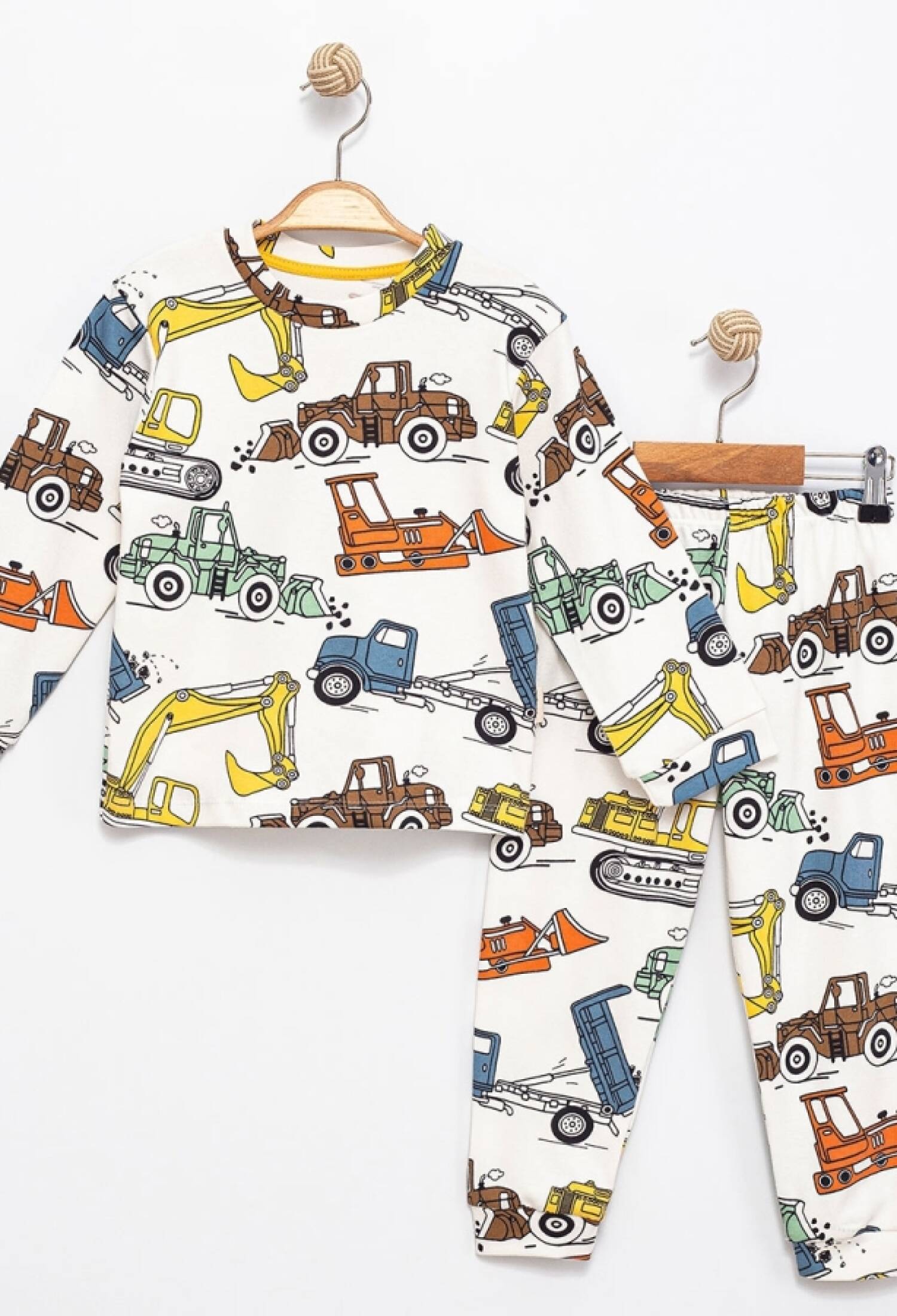 İş Makinesi Desenli Erkek Pijama Takım - Brand: SÜPERMİNİ - Kids & Bby Clothes From Peralane Kids Turkey