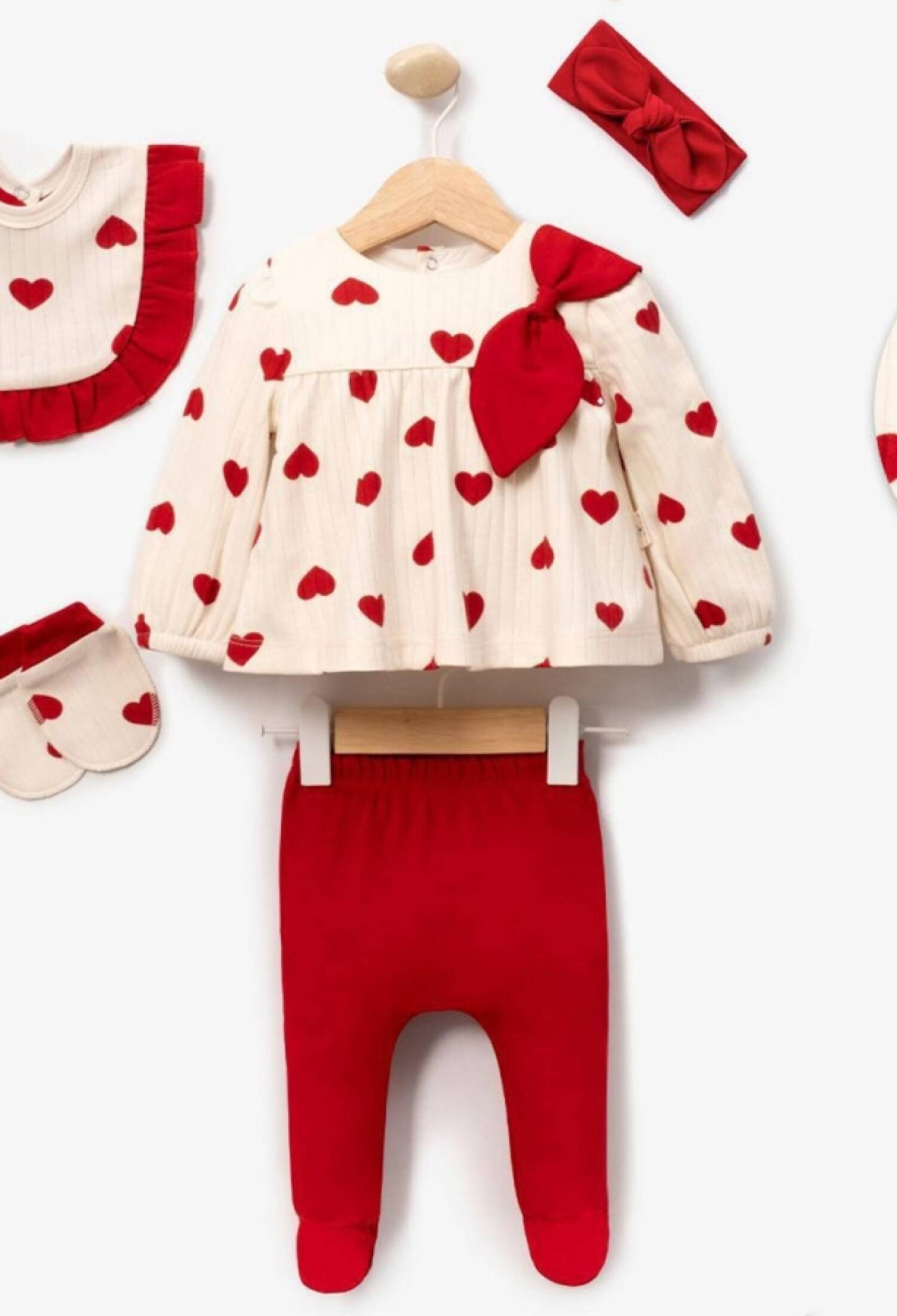 Kalp Desenli Kız Bebe 5 Li Set - Brand: CAYZEN - Kids & Bby Clothes From Peralane Kids Turkey