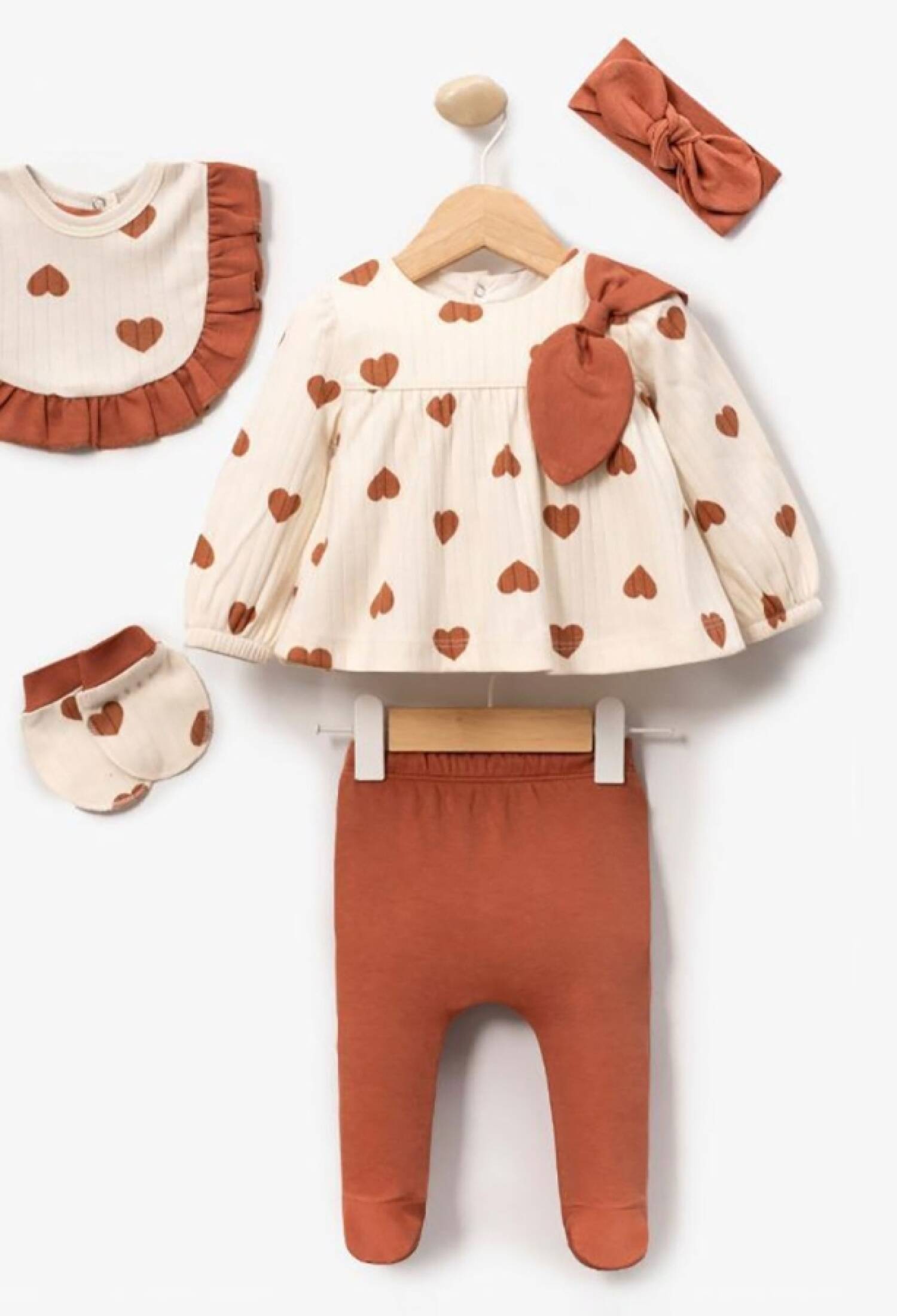 Kalp Desenli Kız Bebe 5 Li Set - Brand: CAYZEN - Kids & Bby Clothes From Peralane Kids Turkey