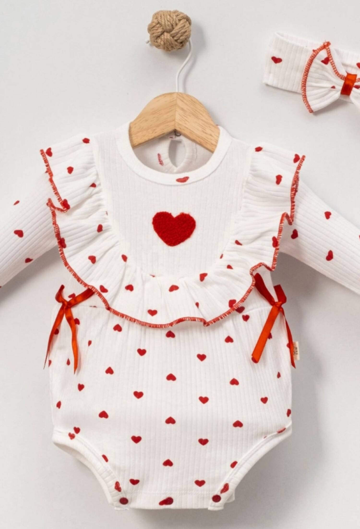 Kalp Desenli Kız Bebe Çıtçıtlı Badi - Brand: CAYZEN - Kids & Bby Clothes From Peralane Kids Turkey