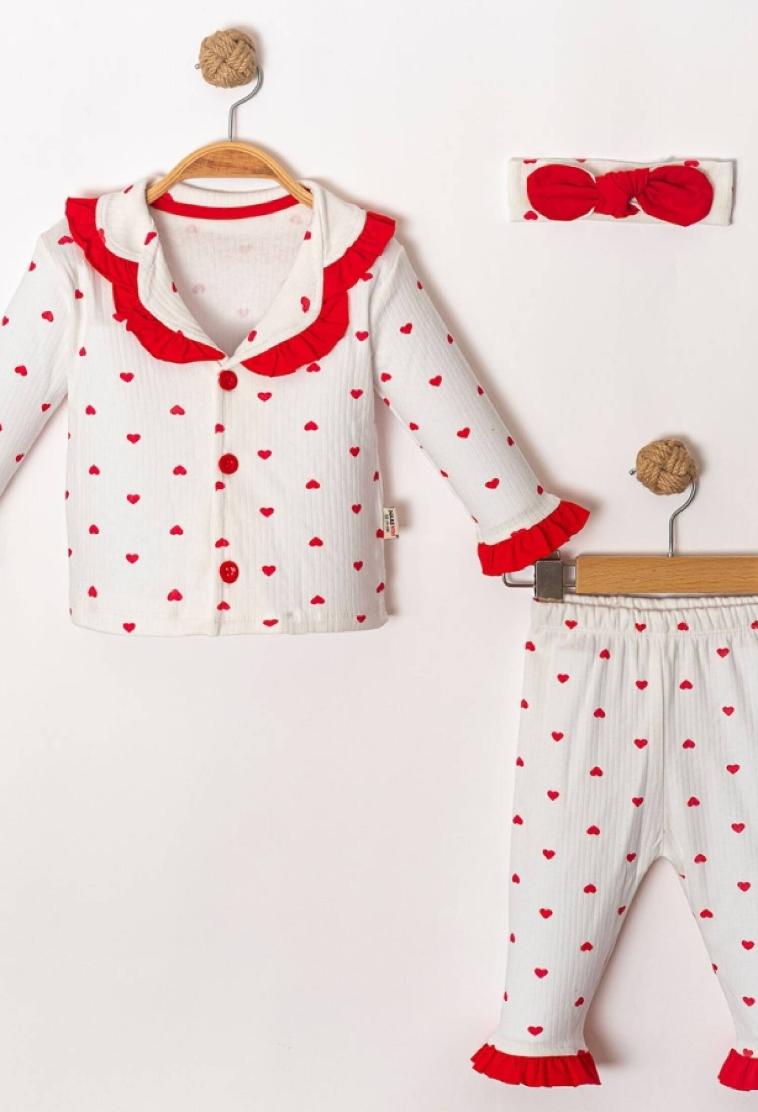 Kalp Desenli Kız Bebe Pijama Takım - Brand: DOLAŞ - Kids & Bby Clothes From Peralane Kids Turkey