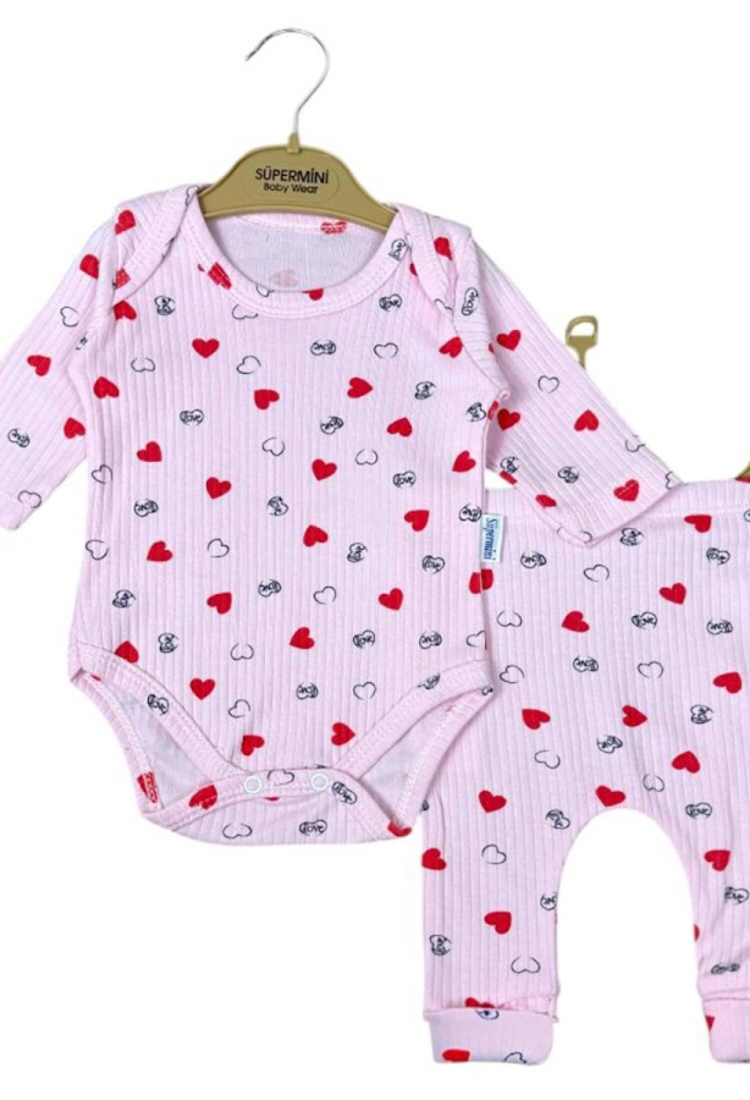 Kalp Desenli Kız Bebe Takım - Brand: SÜPERMİNİ - Kids & Bby Clothes From Peralane Kids Turkey