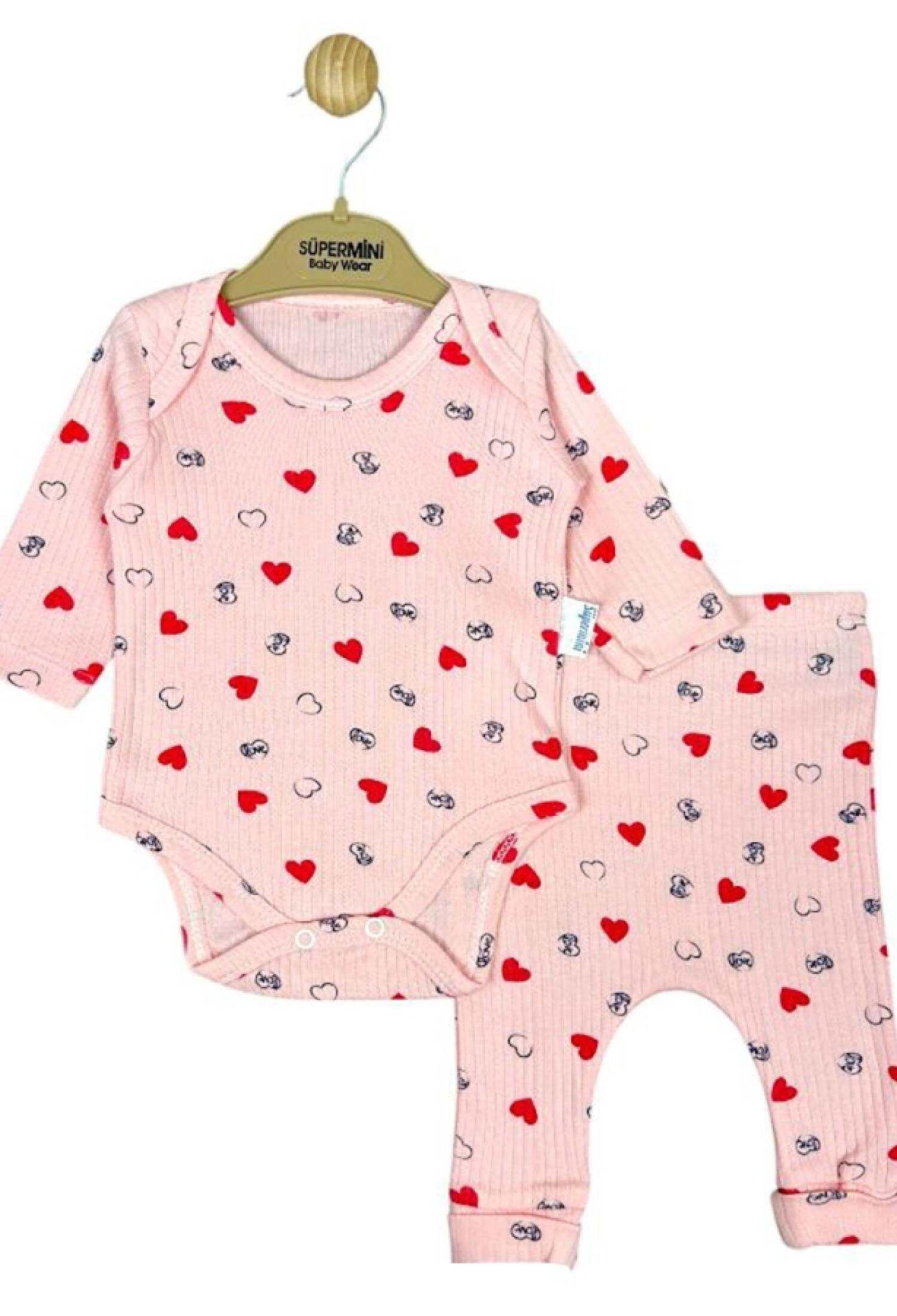 Kalp Desenli Kız Bebe Takım - Brand: SÜPERMİNİ - Kids & Bby Clothes From Peralane Kids Turkey