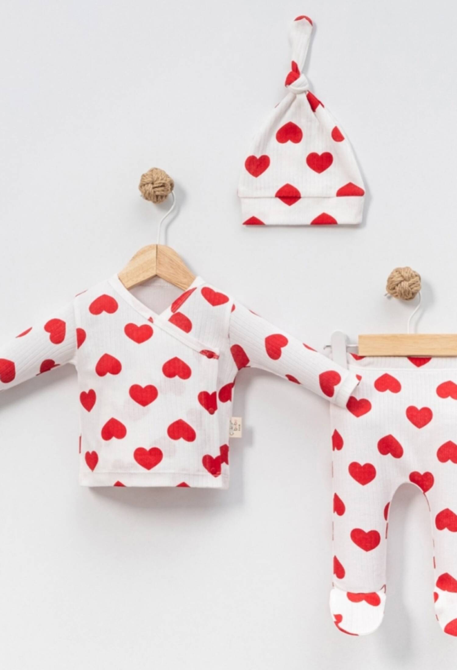 Kalp Desenli Kız Bebe Üçlü Takım - Brand: CAYZEN - Kids & Bby Clothes From Peralane Kids Turkey