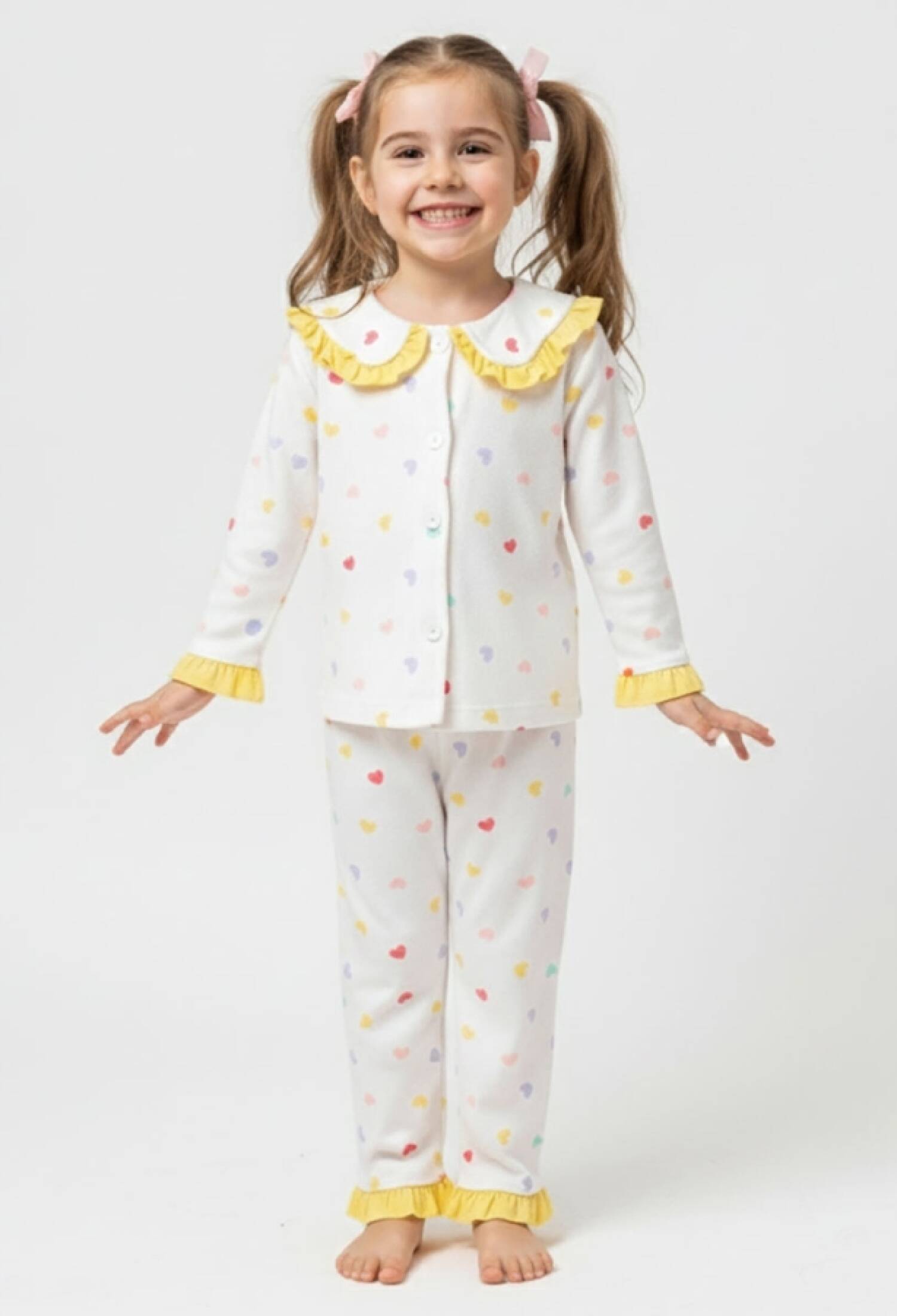 Kalp Desenli Kız Pijama Takım - Brand: DOLAŞ - Kids & Bby Clothes From Peralane Kids Turkey