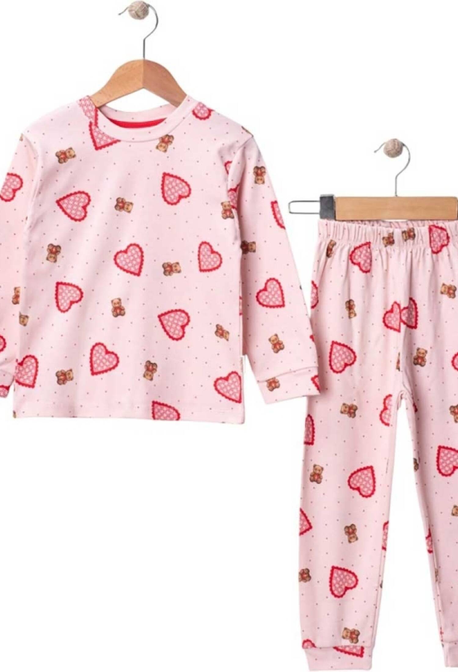 Kalp Desenli Kız Pijama Takım - Brand: SÜPERMİNİ - Kids & Bby Clothes From Peralane Kids Turkey
