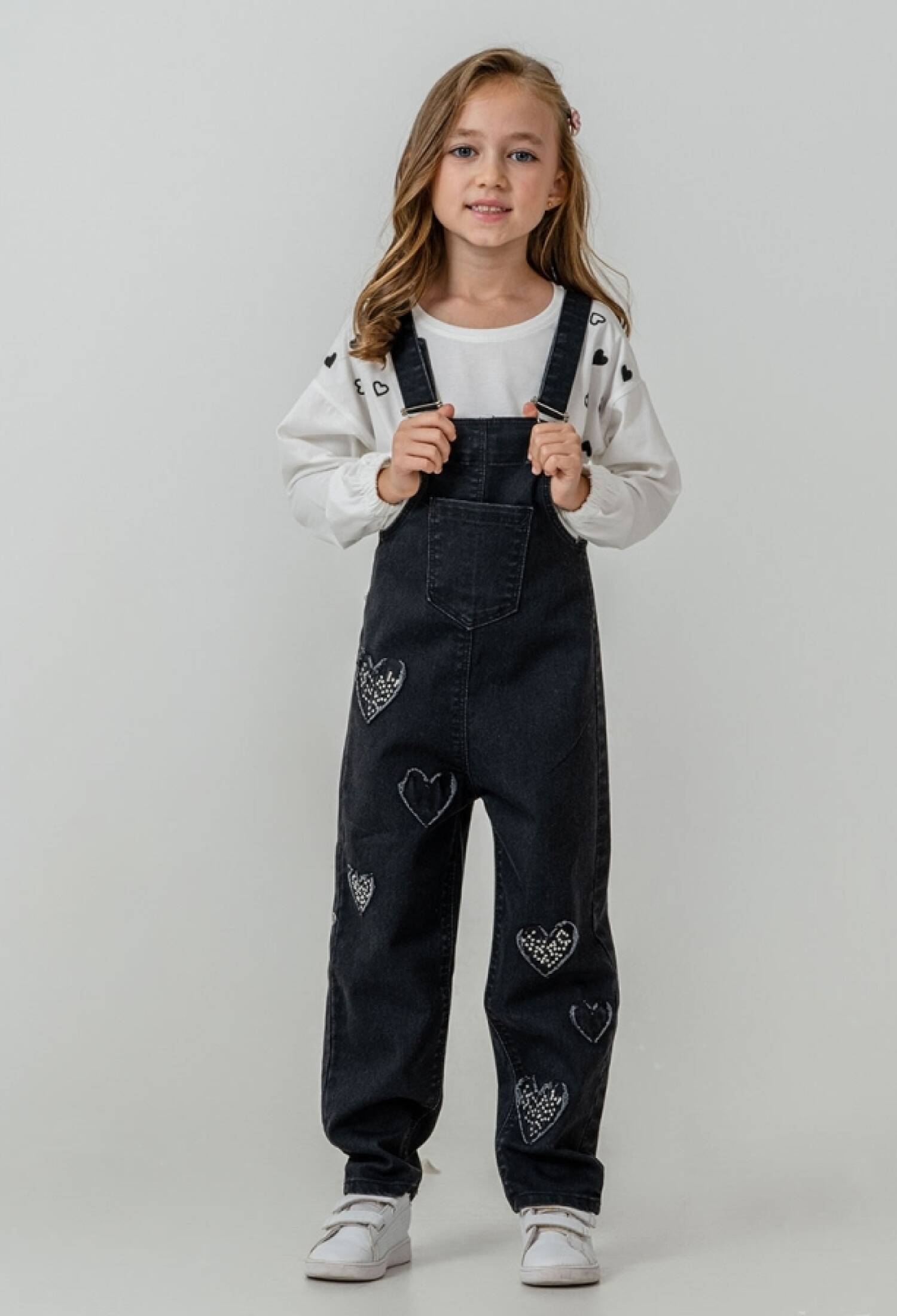 Kalp Nakışlı Kız Salopet Takım - Brand: PAMPAL KİDS - Kids & Bby Clothes From Peralane Kids Turkey