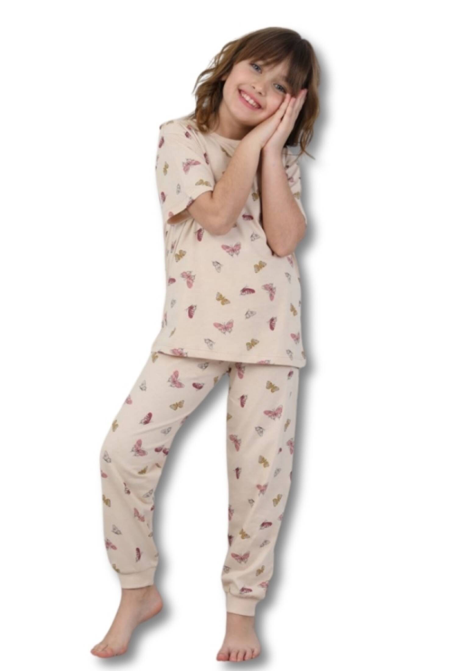 Kelebek Desenli Kız Pijama Takım - Brand: İSOBEL - Kids & Bby Clothes From Peralane Kids Turkey