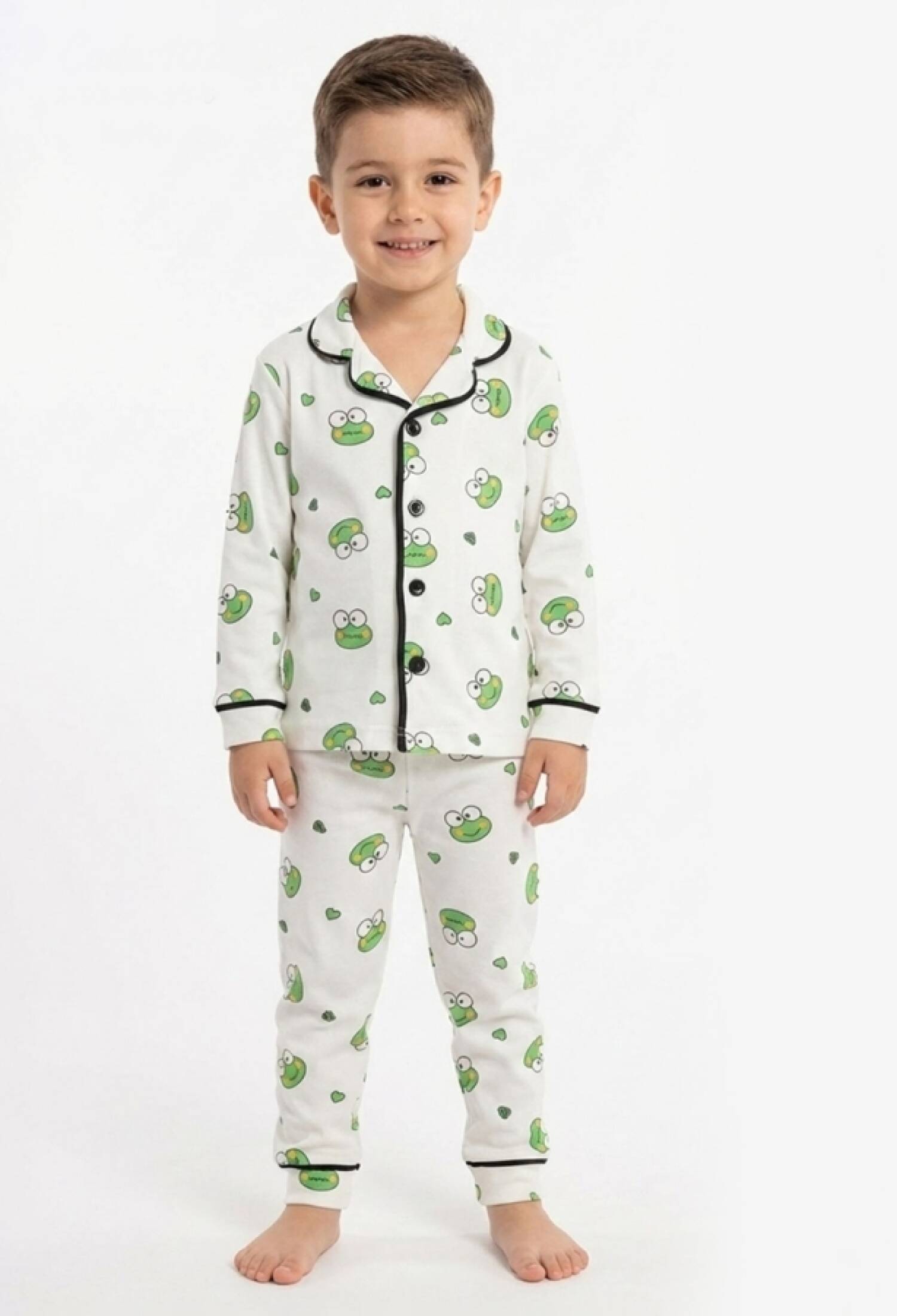 Kurbağa Desenli Yakalı Erkek Pijama Takım - Brand: DOLAŞ - Kids & Bby Clothes From Peralane Kids Turkey