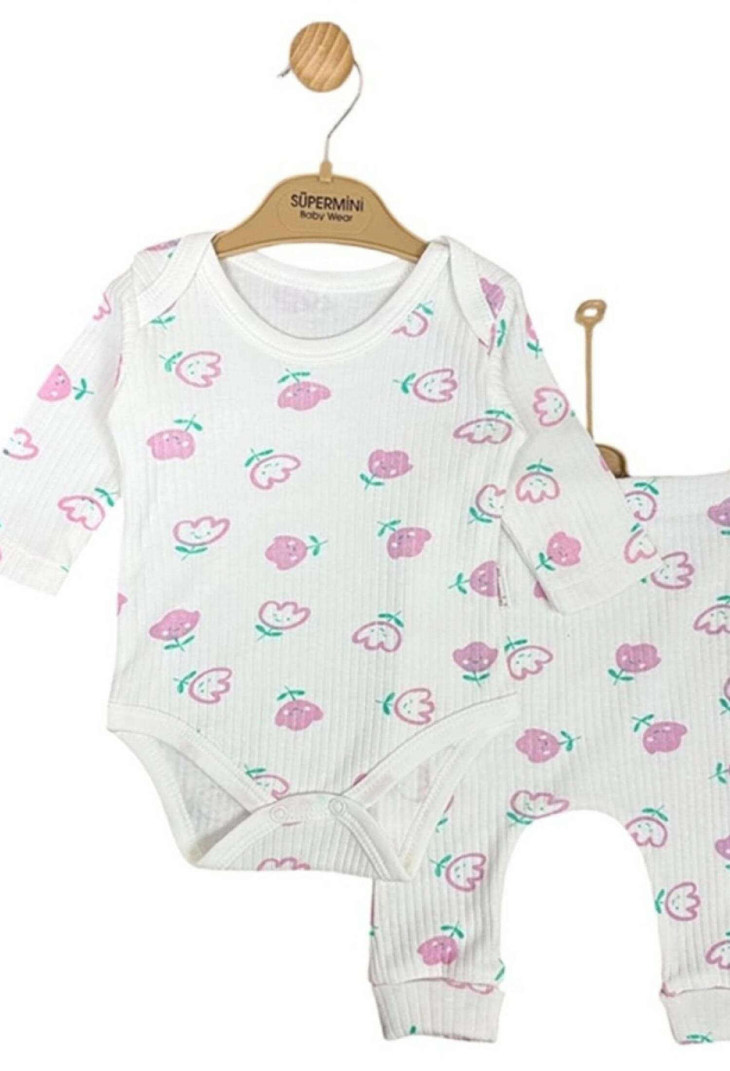 Lale Desenli Kız Bebe Takım - Brand: SÜPERMİNİ - Kids & Bby Clothes From Peralane Kids Turkey