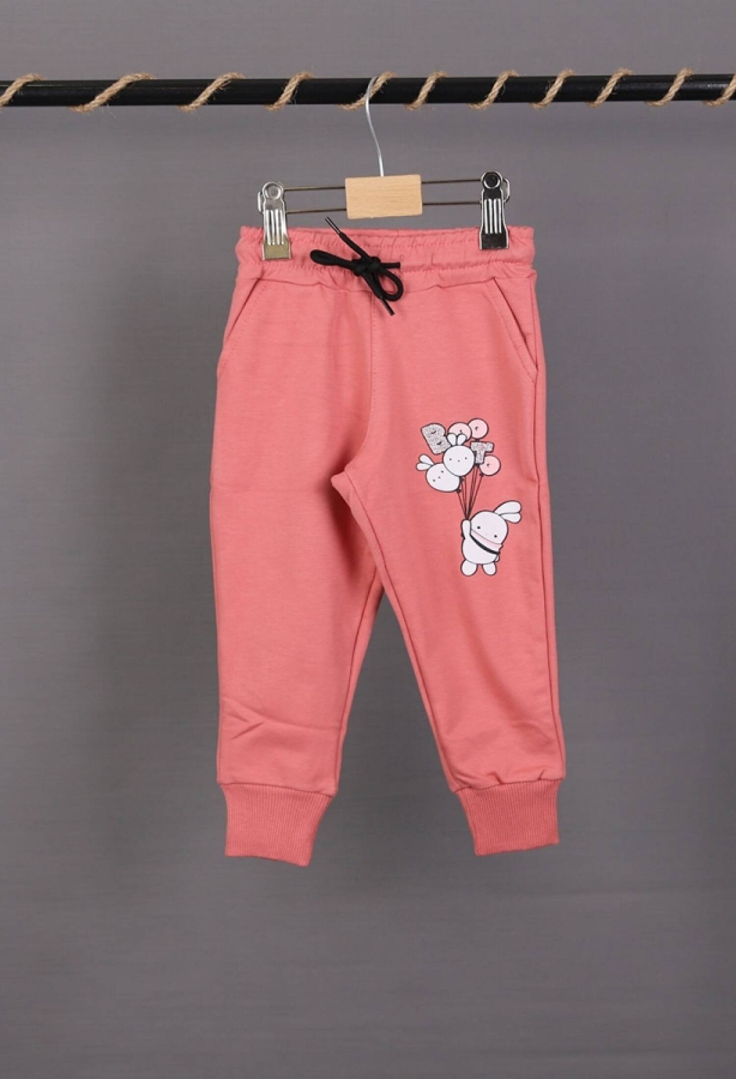 Tavşan Baskılı Kız Tek Alt - Brand: CARİBOU - Kids & Bby Clothes From Peralane Kids Turkey