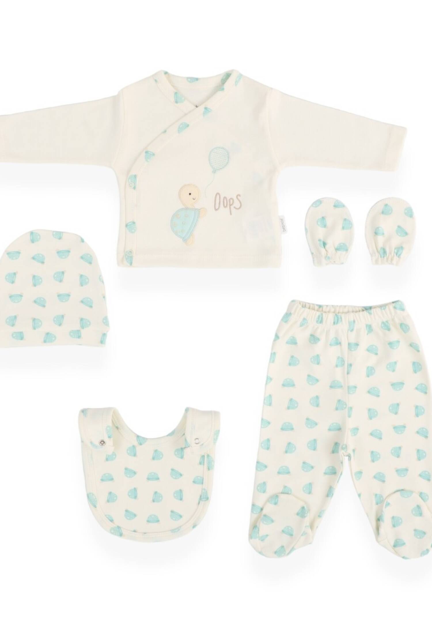 Toptan Unisex Bebek 5'li Kaplumbağa Desenli Yenidoğan Takım 0-3M 2020-20067 - 2020-20067 - Brand: Bebitof - Kids & Bby Clothes From Peralane Kids Turkey