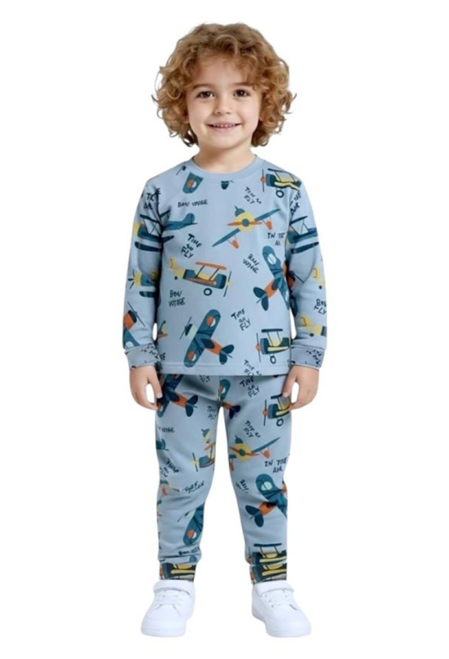 Uçak Desenli Erkek Pijama Takım - Brand: SÜPERMİNİ - Kids & Bby Clothes From Peralane Kids Turkey