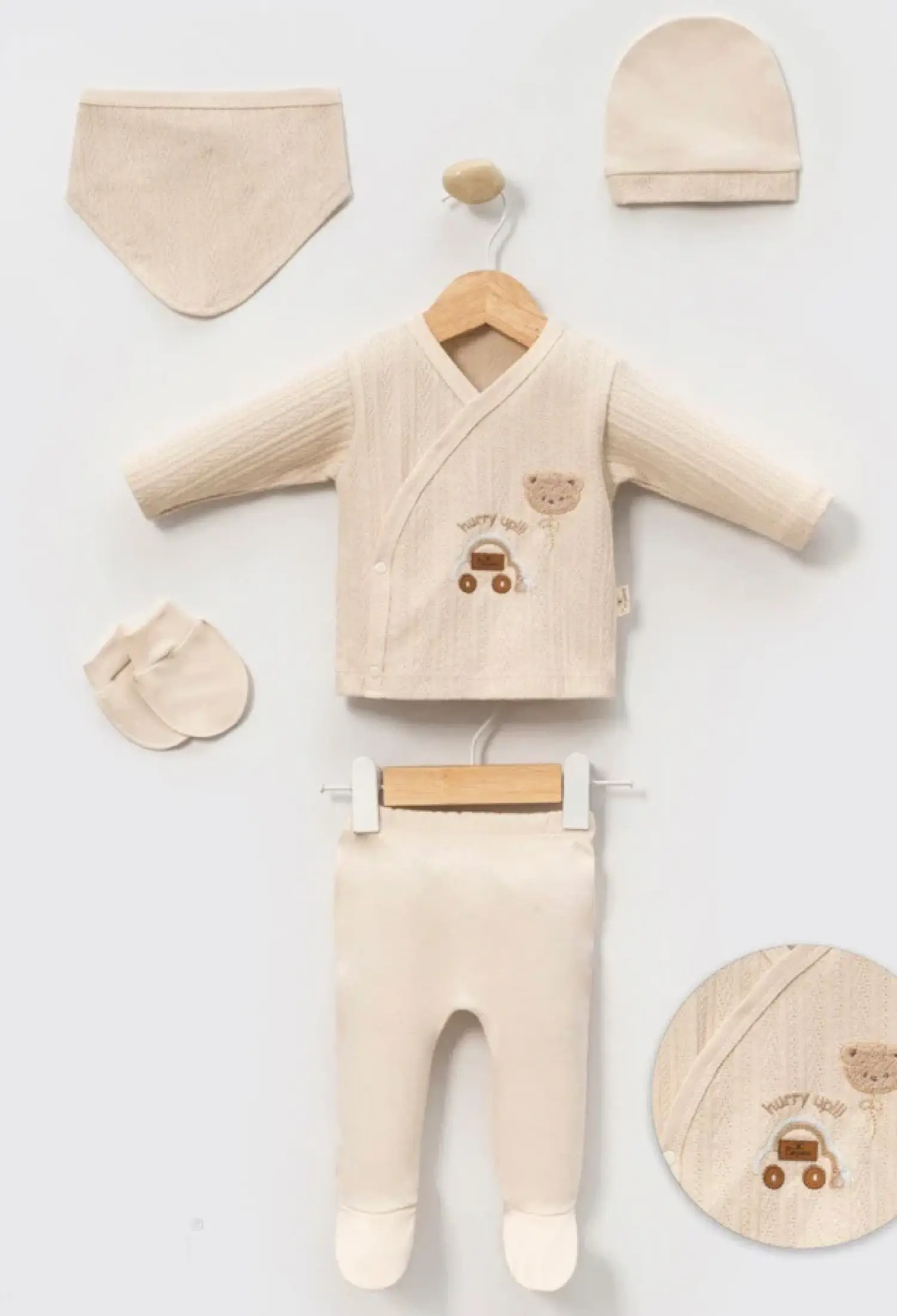 Araba Nakışlı 5li Erkek Hastane Çıkışı Zıbın Set - Brand: CAYZEN - Kids & Bby Clothes From Peralane Kids Turkey