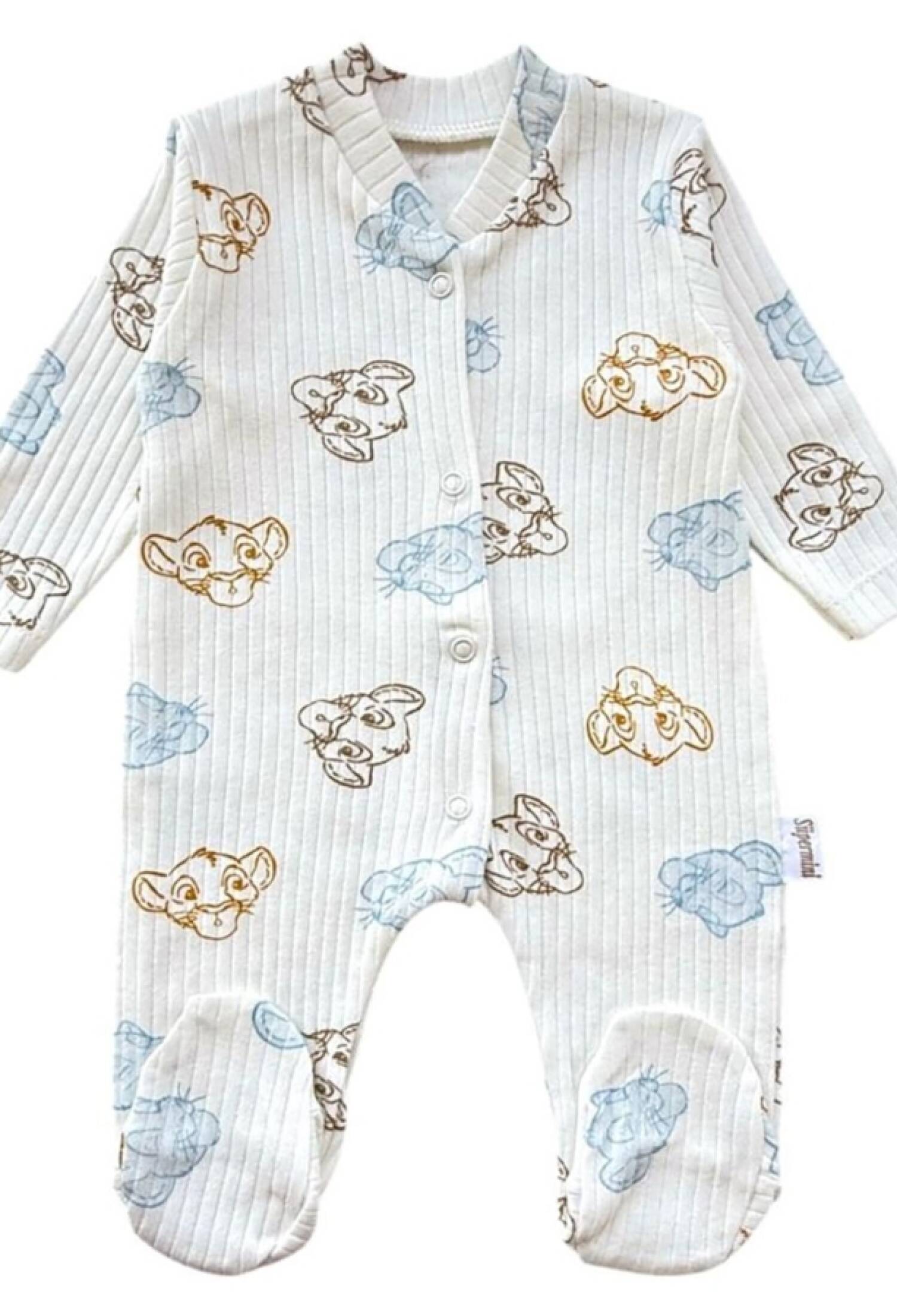 Aslan Desenli Raporlu Patikli Erkek Bebe Tulum - Brand: SÜPERMİNİ - Kids & Bby Clothes From Peralane Kids Turkey