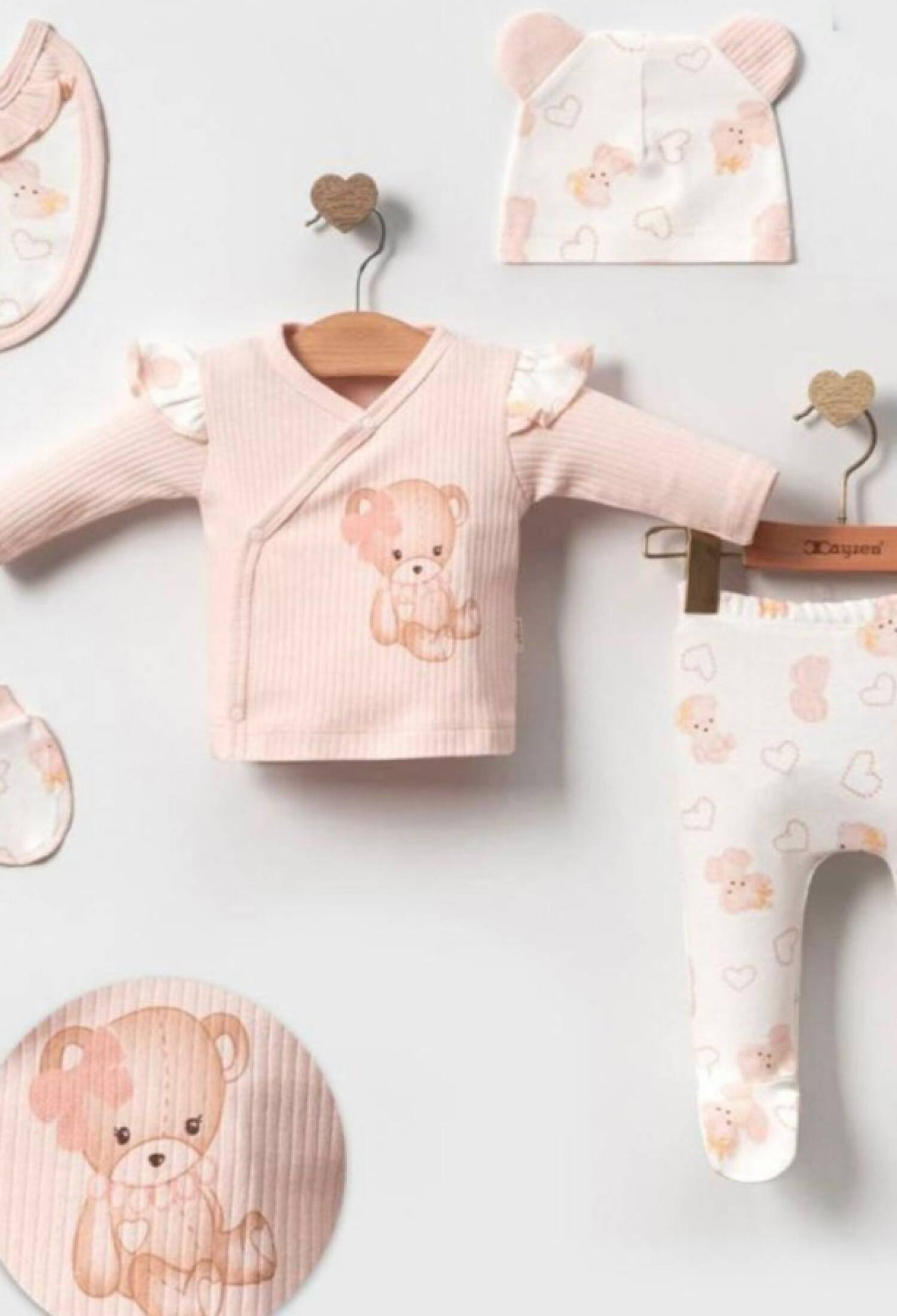 Ayıcık Desenli 5 Li Kız Bebe Set - Brand: CAYZEN - Kids & Bby Clothes From Peralane Kids Turkey