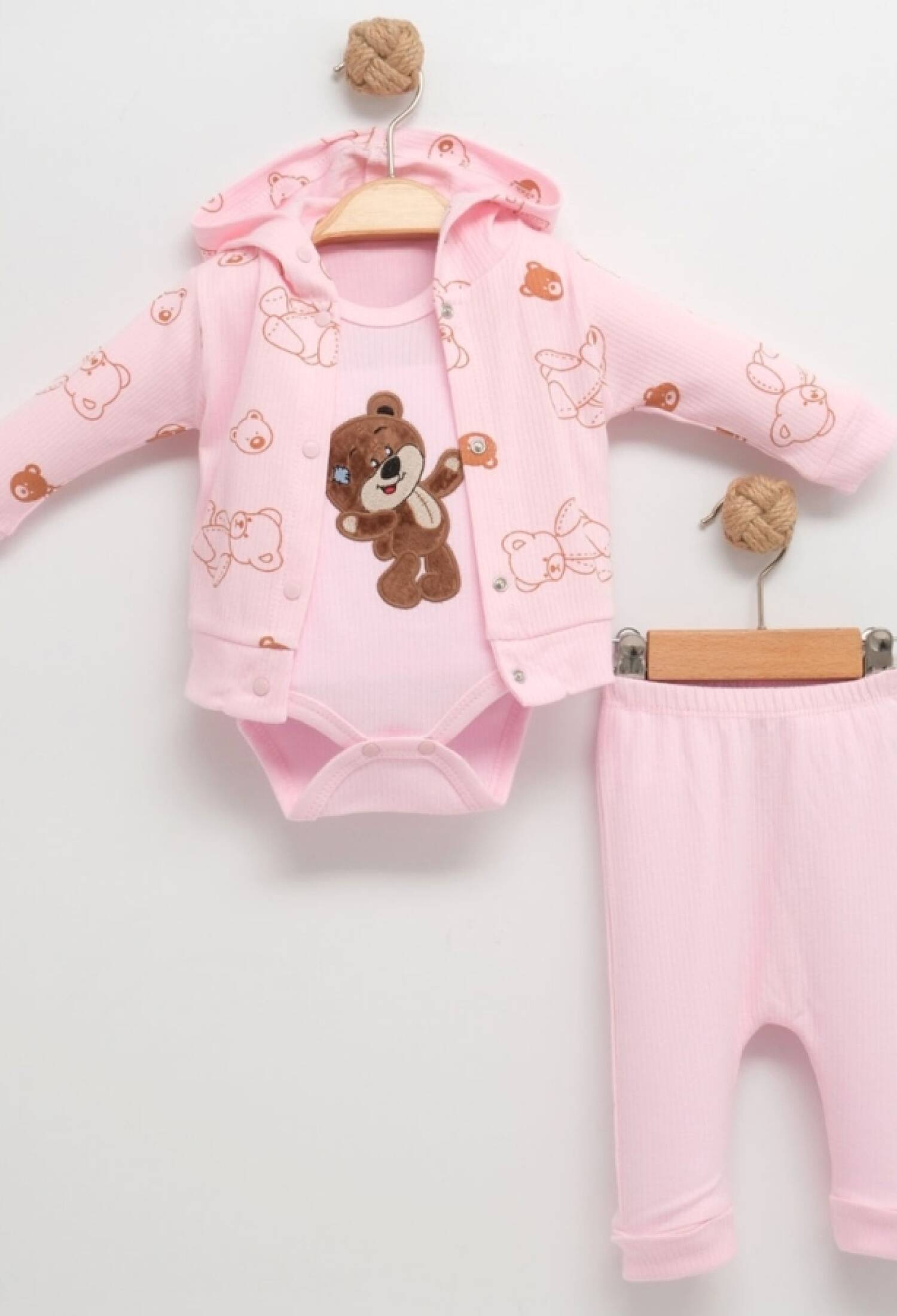 Ayıcık Desenli Hırkalı Üçlü Unisex Bebe Takım - Brand: NAYINOM - Kids & Bby Clothes From Peralane Kids Turkey