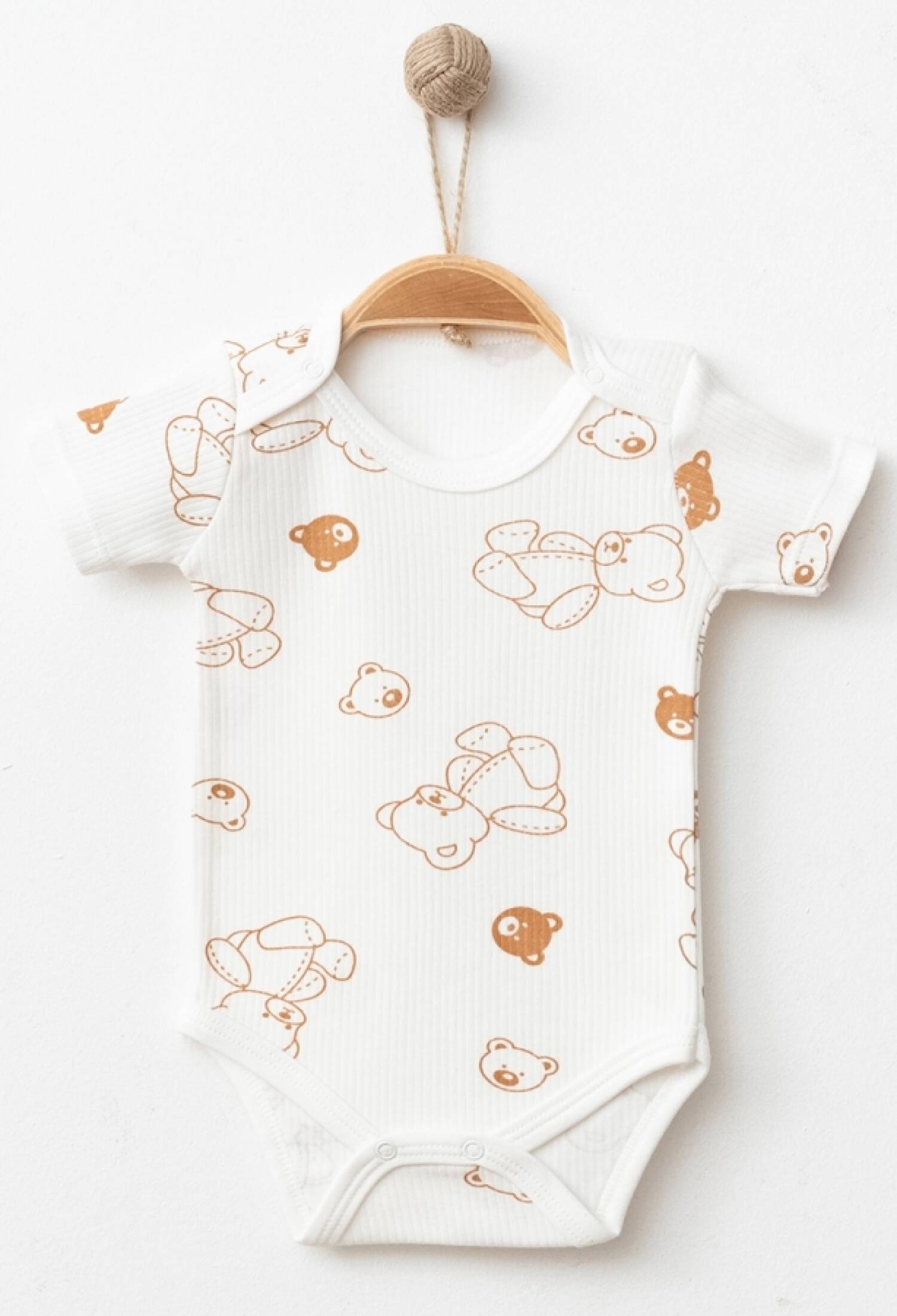 Ayıcık Desenli Kısa Kollu Raporlu Çıtçıtlı Badi - Brand: NAYINOM - Kids & Bby Clothes From Peralane Kids Turkey