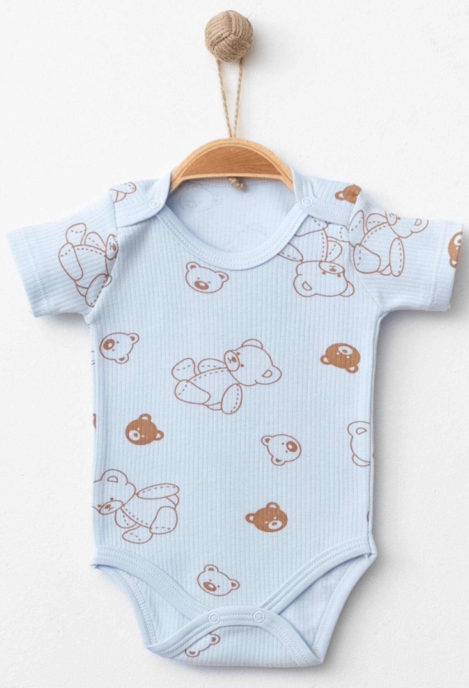 Ayıcık Desenli Kısa Kollu Raporlu Çıtçıtlı Badi - Brand: NAYINOM - Kids & Bby Clothes From Peralane Kids Turkey