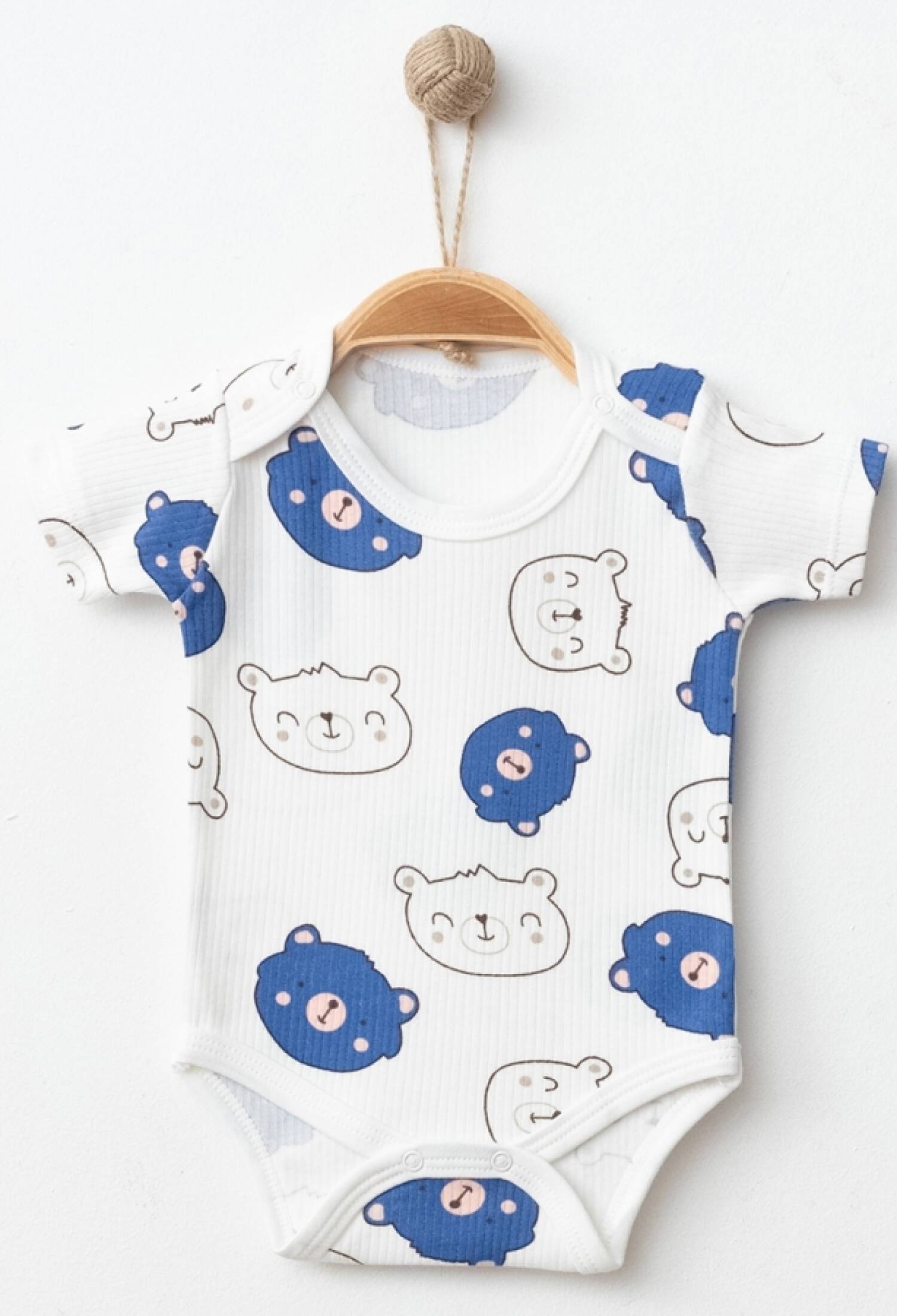 Ayıcık Desenli Kısa Kollu Raporlu Erkek Çıtçıtlı Badi - Brand: NAYINOM - Kids & Bby Clothes From Peralane Kids Turkey