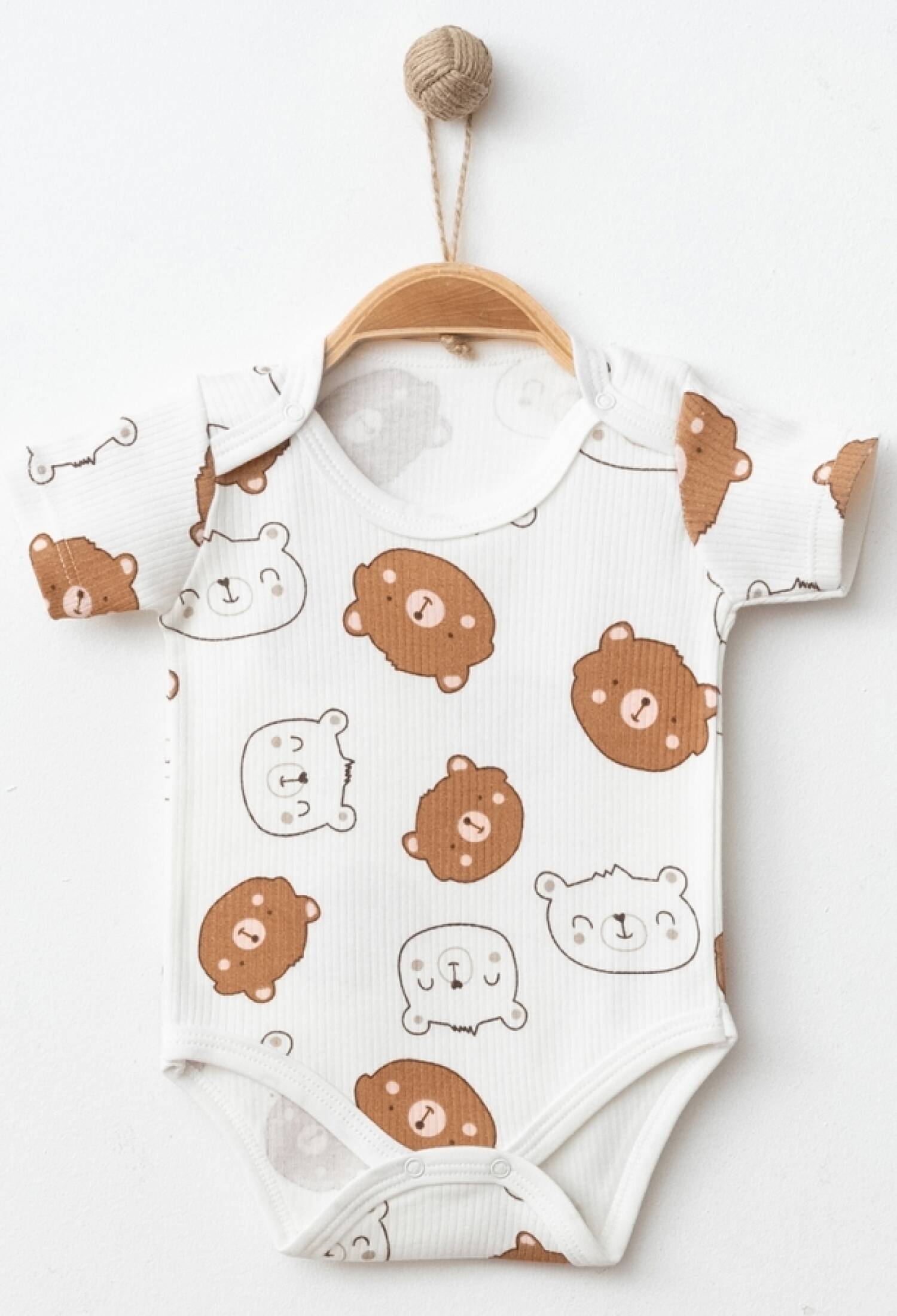 Ayıcık Desenli Kısa Kollu Raporlu Erkek Çıtçıtlı Badi - Brand: NAYINOM - Kids & Bby Clothes From Peralane Kids Turkey