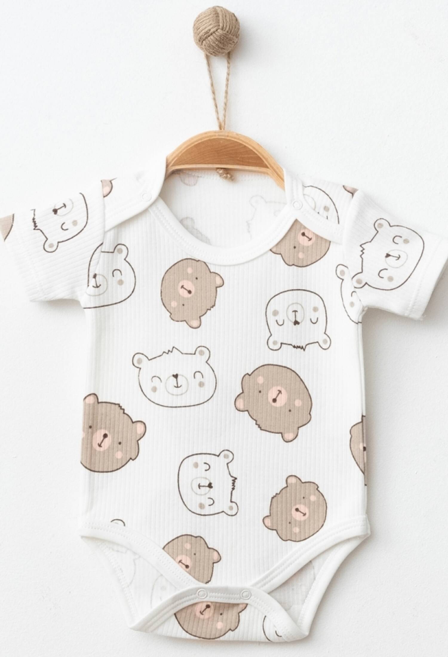 Ayıcık Desenli Kısa Kollu Raporlu Erkek Çıtçıtlı Badi - Brand: NAYINOM - Kids & Bby Clothes From Peralane Kids Turkey