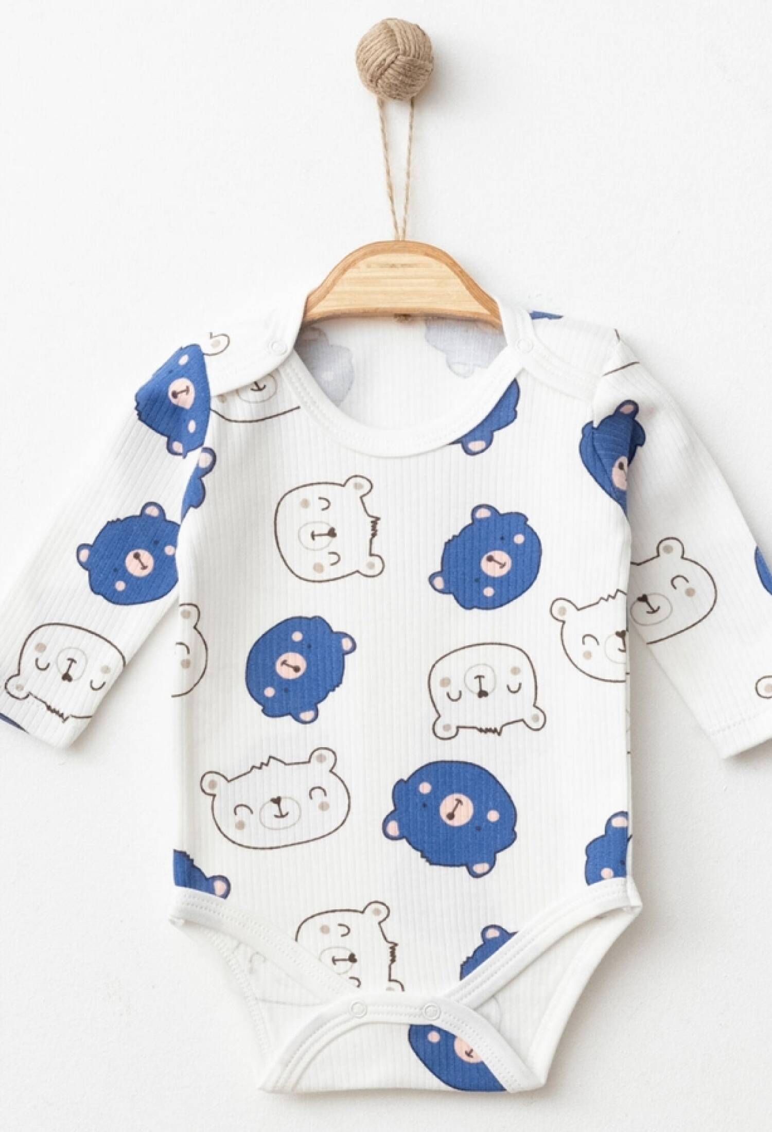 Ayıcık Desenli Raporlu Erkek Çıtçıtlı Badi - Brand: NAYINOM - Kids & Bby Clothes From Peralane Kids Turkey