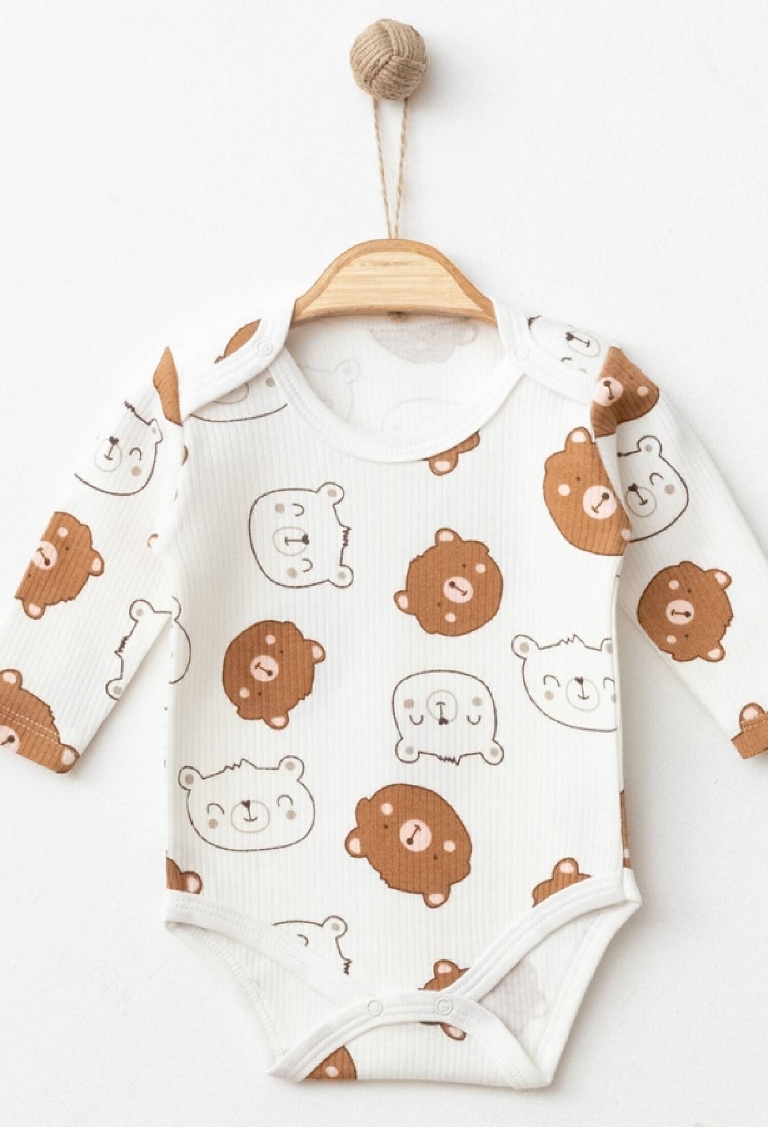 Ayıcık Desenli Raporlu Erkek Çıtçıtlı Badi - Brand: NAYINOM - Kids & Bby Clothes From Peralane Kids Turkey