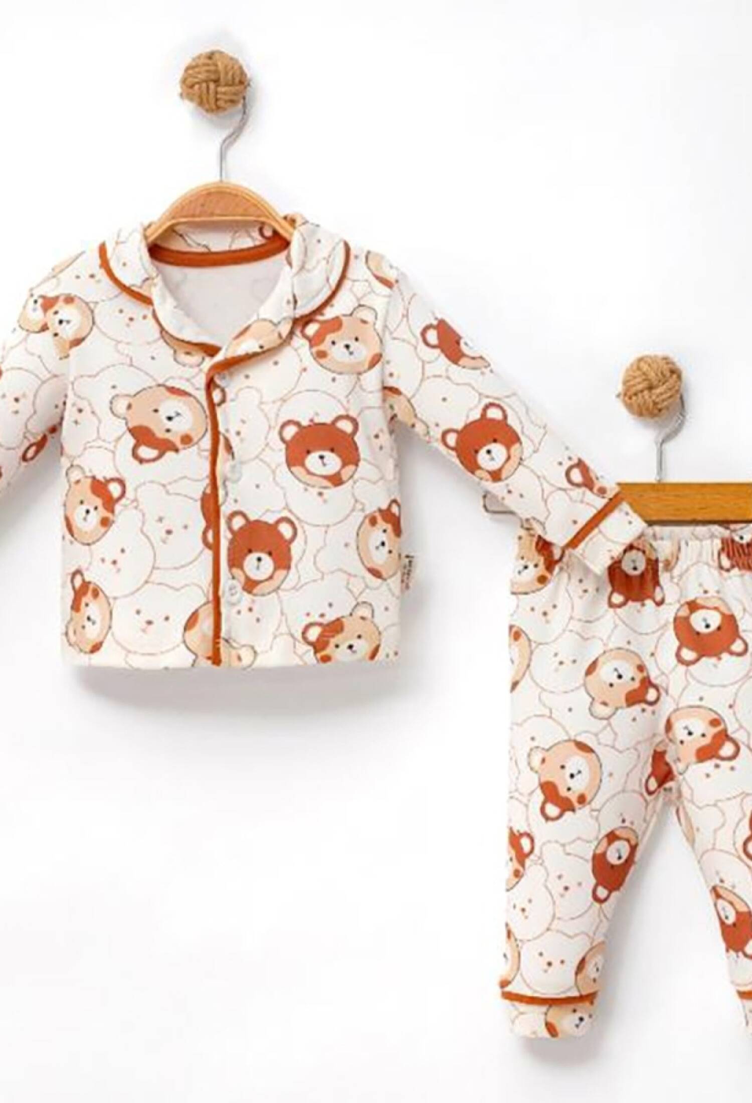 Ayıcık Desenli Yakalı Düğmeli Erkek Pijama Takım - Brand: DOLAŞ - Kids & Bby Clothes From Peralane Kids Turkey