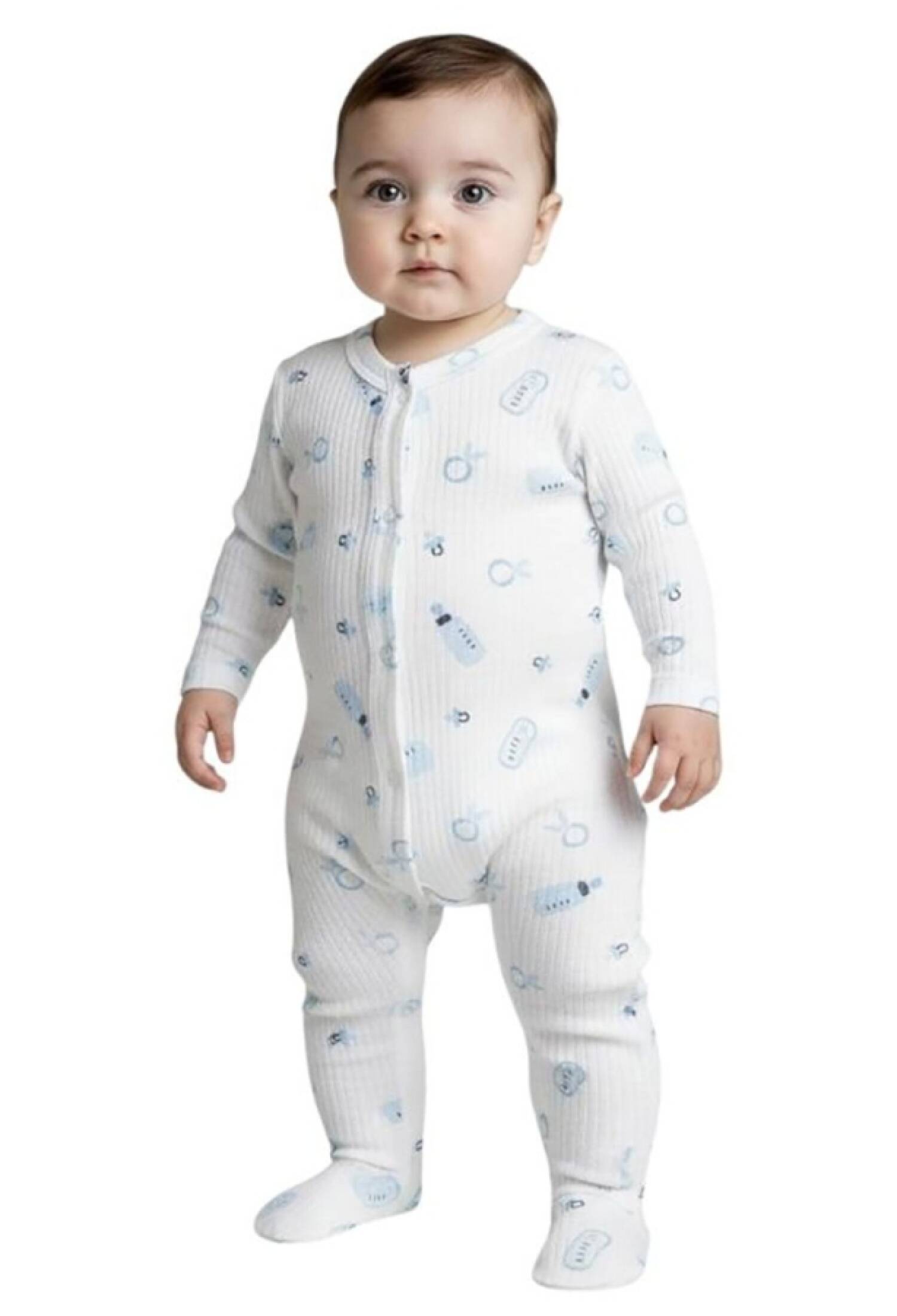 Biberon Desenli Raporlu Patikli Unisex Bebe Tulum - Brand: SÜPERMİNİ - Kids & Bby Clothes From Peralane Kids Turkey