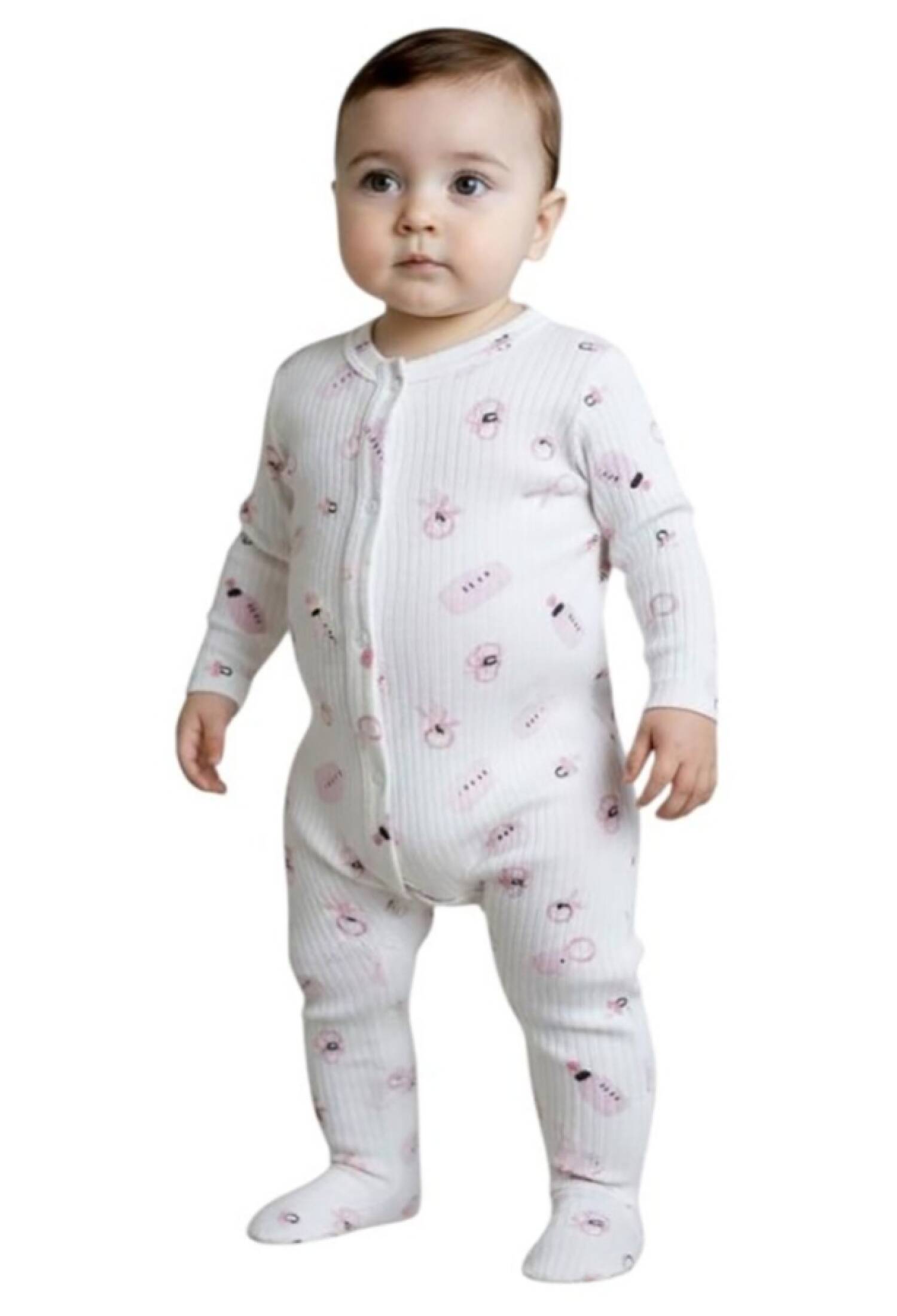 Biberon Desenli Raporlu Patikli Unisex Bebe Tulum - Brand: SÜPERMİNİ - Kids & Bby Clothes From Peralane Kids Turkey