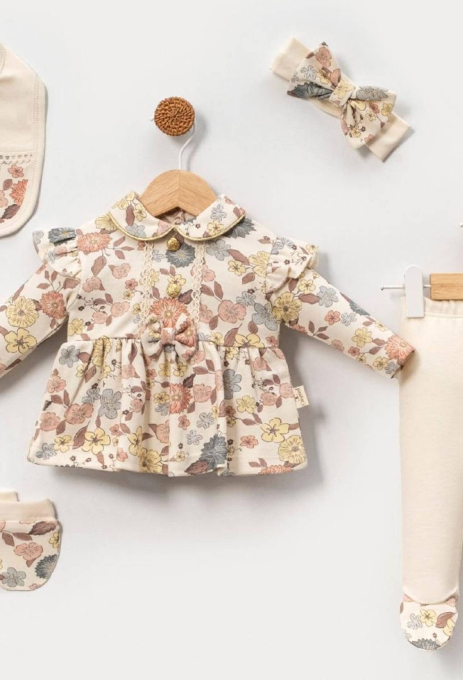 Çiçek Desenli Kız Bebe 5 Li Set - Brand: CAYZEN - Kids & Bby Clothes From Peralane Kids Turkey