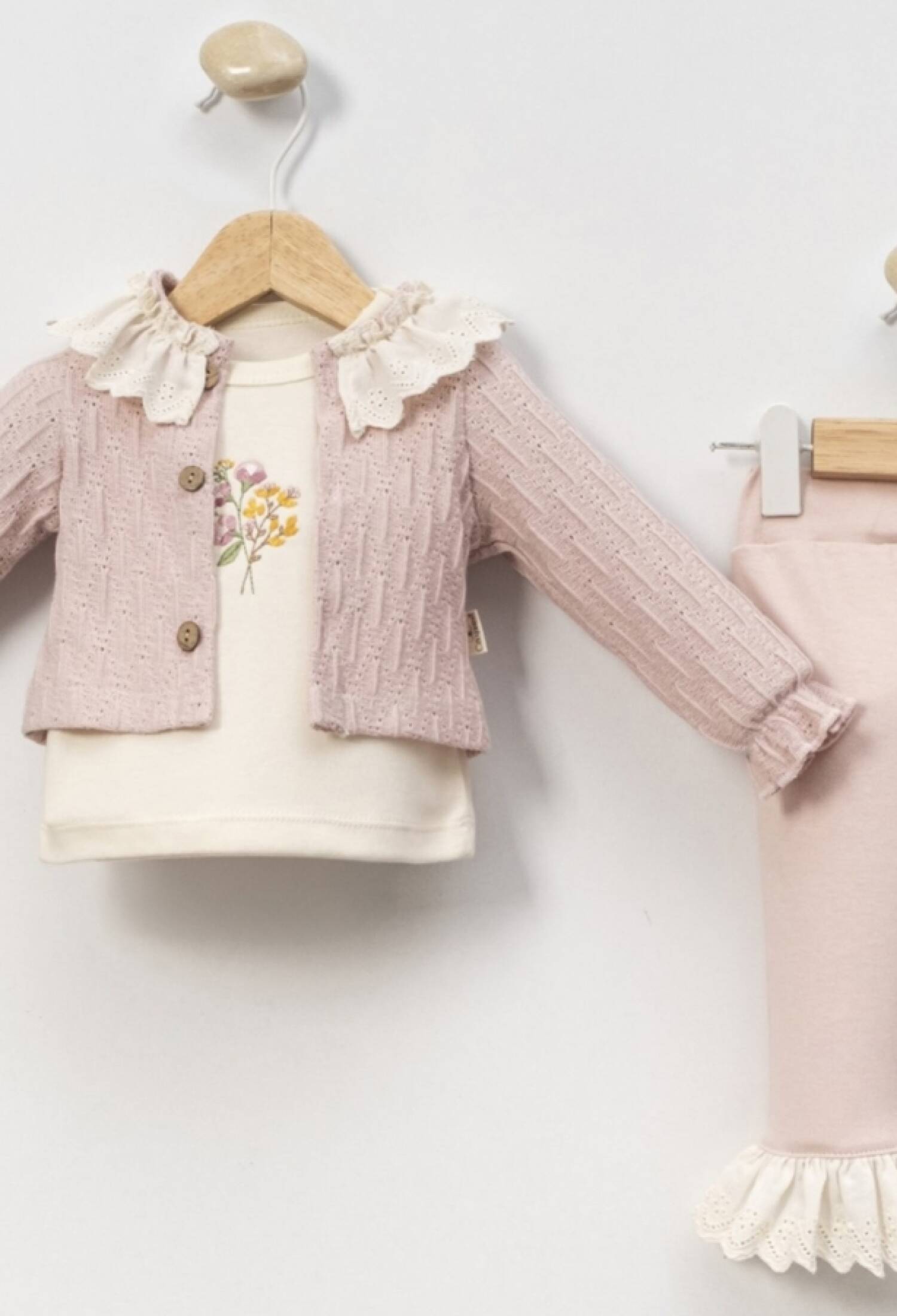 Dantel Yaka Hırkalı Üçlü Kız Bebe Takım - Brand: CAYZEN - Kids & Bby Clothes From Peralane Kids Turkey