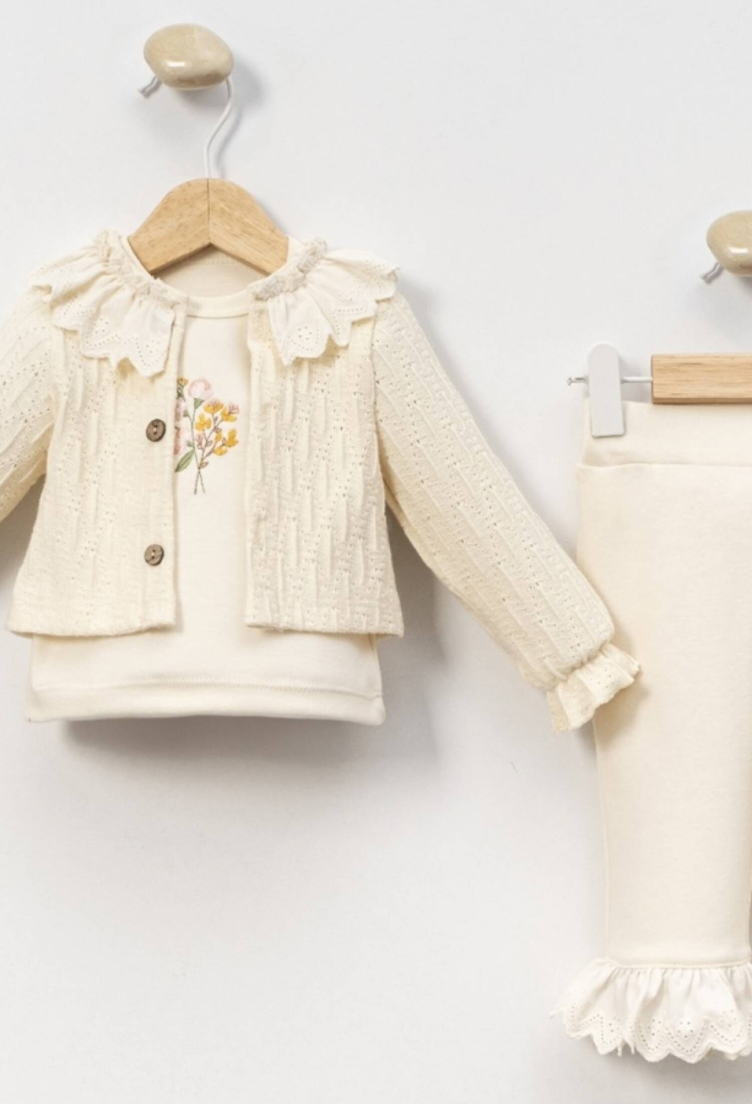 Dantel Yaka Hırkalı Üçlü Kız Bebe Takım - Brand: CAYZEN - Kids & Bby Clothes From Peralane Kids Turkey
