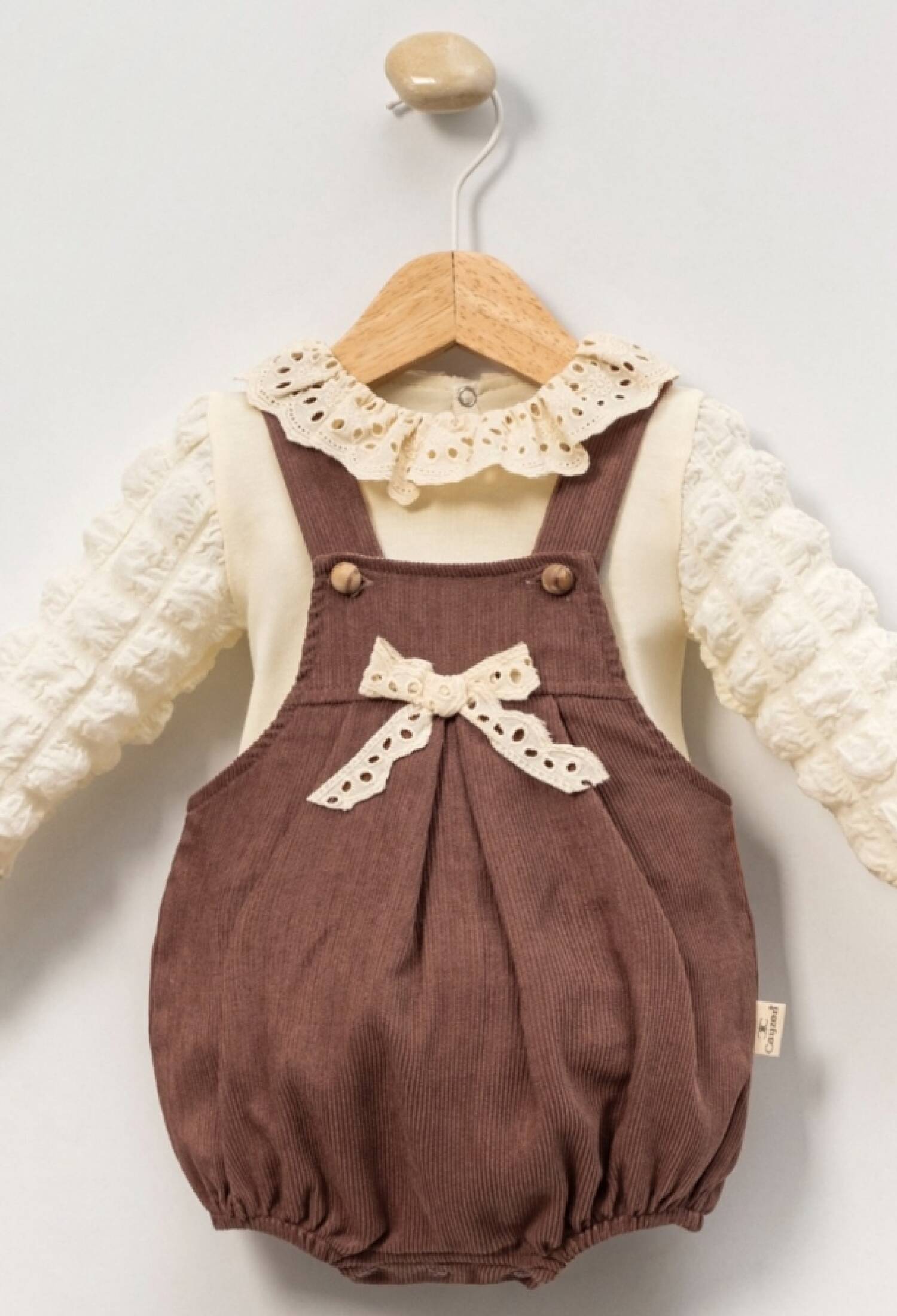 Dantelli Fiyonk Nakışlı Kız Bebe Romper - Brand: CAYZEN - Kids & Bby Clothes From Peralane Kids Turkey
