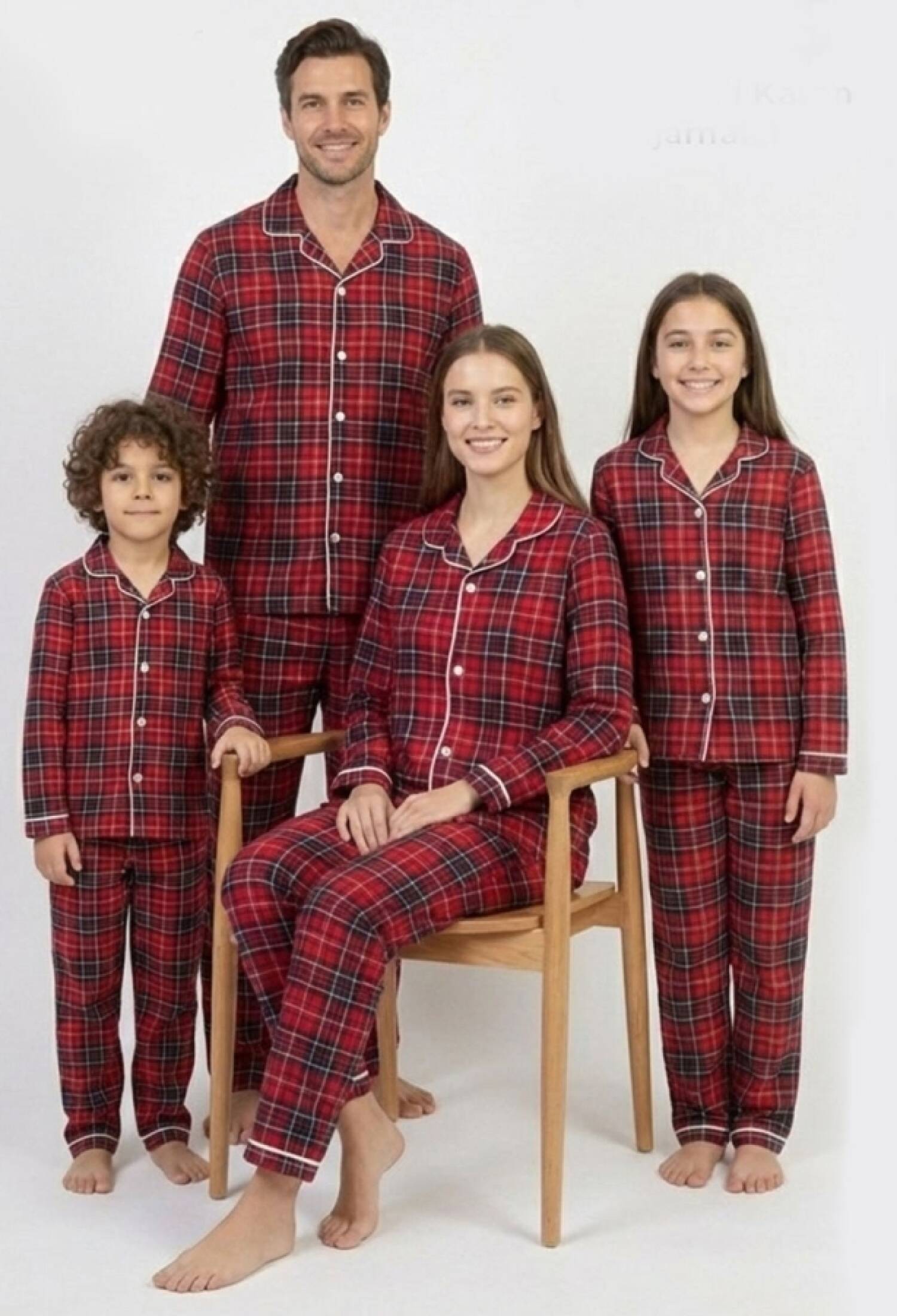 Ekose Desenli Yakalı Düğmeli Unisex Pijama Takım - Brand: DOLAŞ - Kids & Bby Clothes From Peralane Kids Turkey