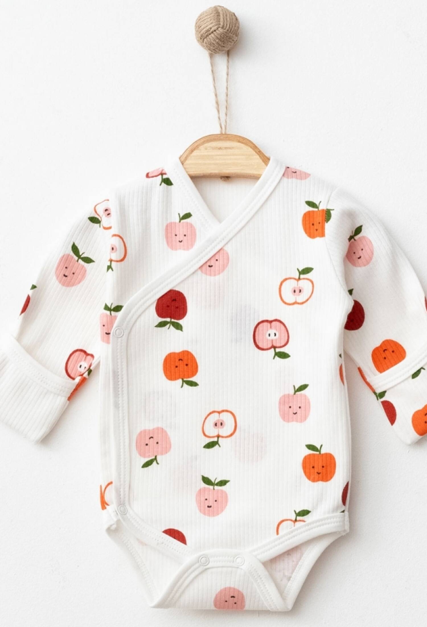 Elma Desenli Raporlu Bebe Kundak Kız Çıtçıtlı Badi - Brand: NAYINOM - Kids & Bby Clothes From Peralane Kids Turkey