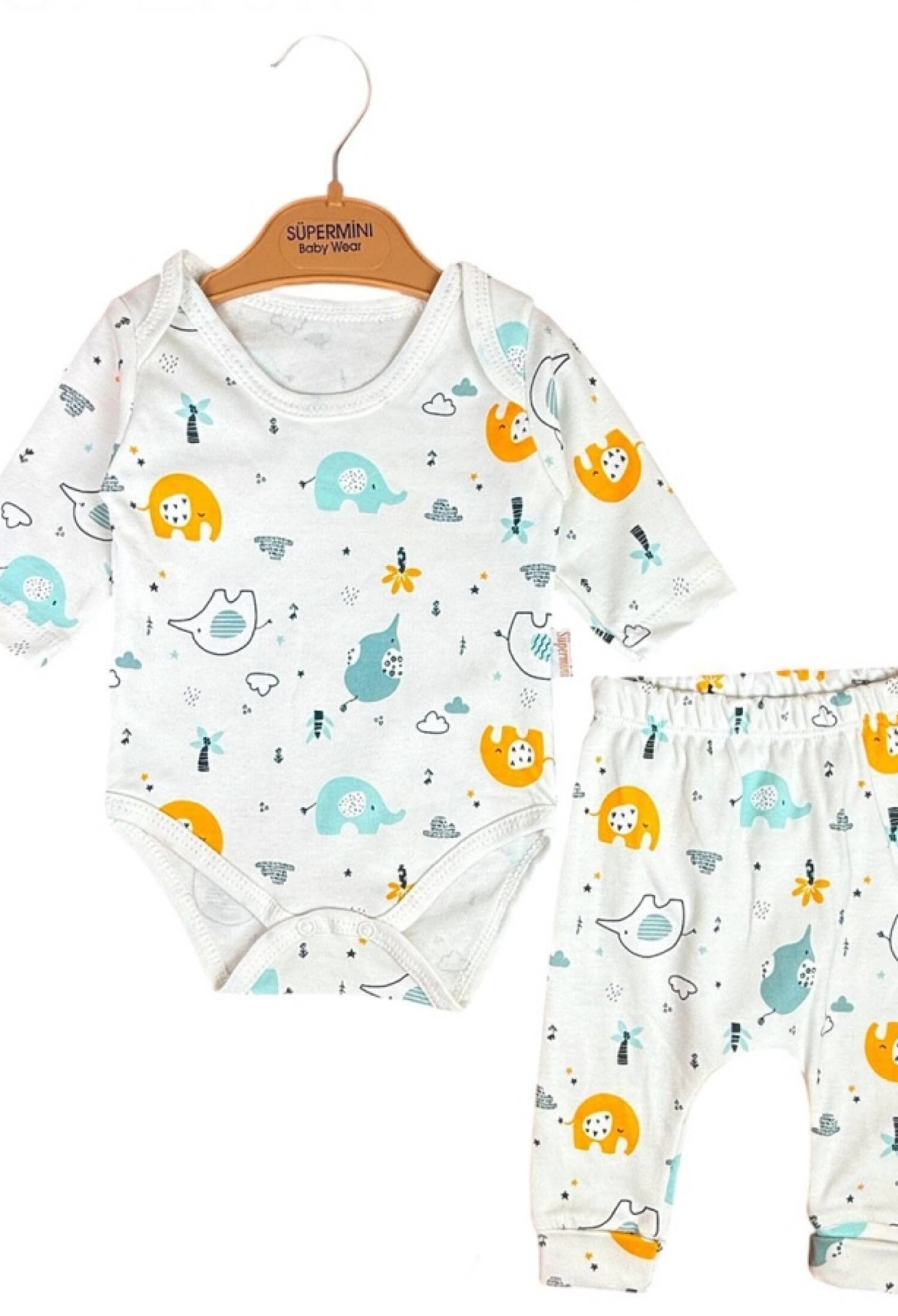 Fil Desenli Erkek Bebe Takım - Brand: SÜPERMİNİ - Kids & Bby Clothes From Peralane Kids Turkey