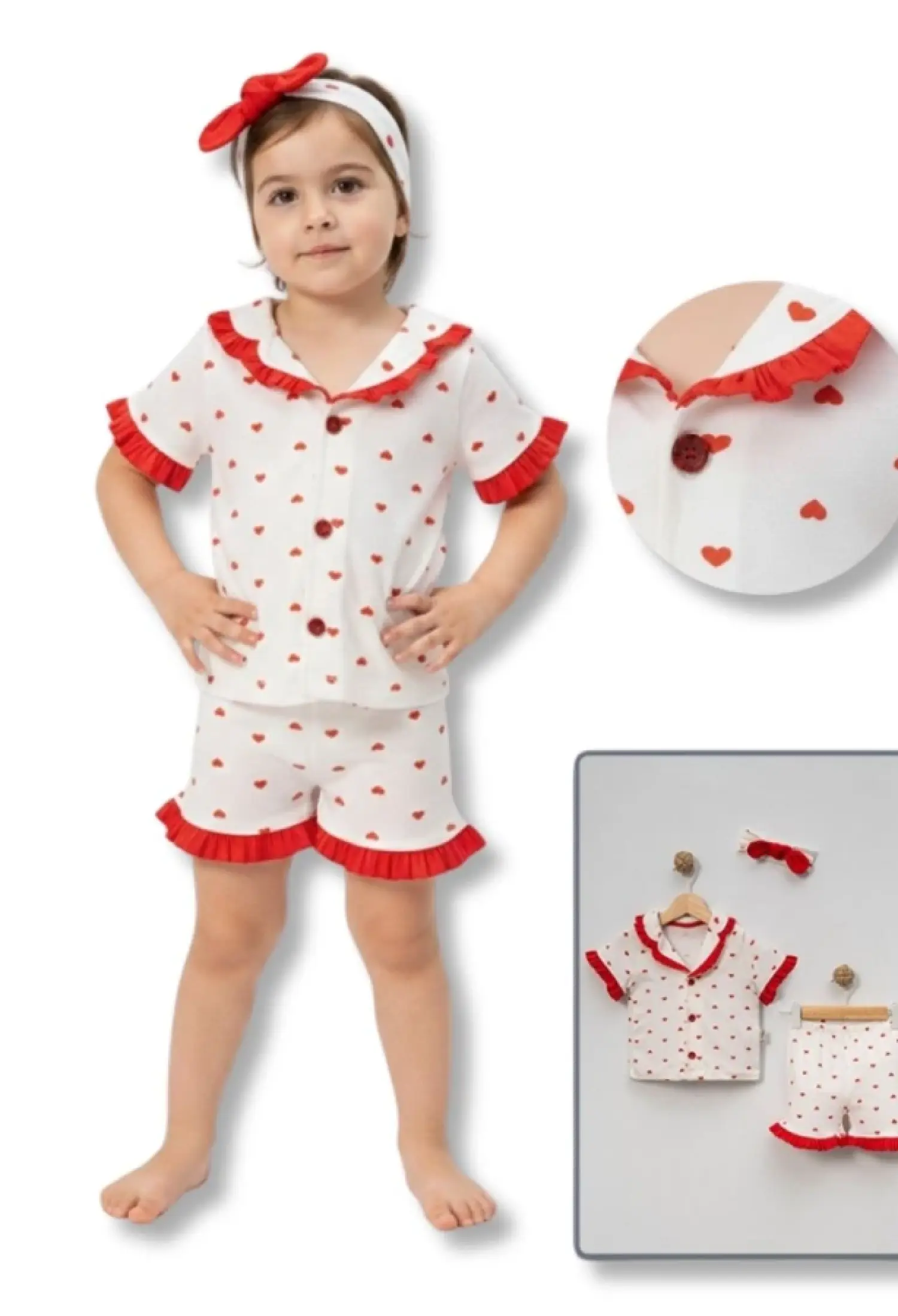 Fırfırlı Yakalı Düğmeli Kız Bebe Pijama Takım - Brand: DOLAŞ - Kids & Bby Clothes From Peralane Kids Turkey