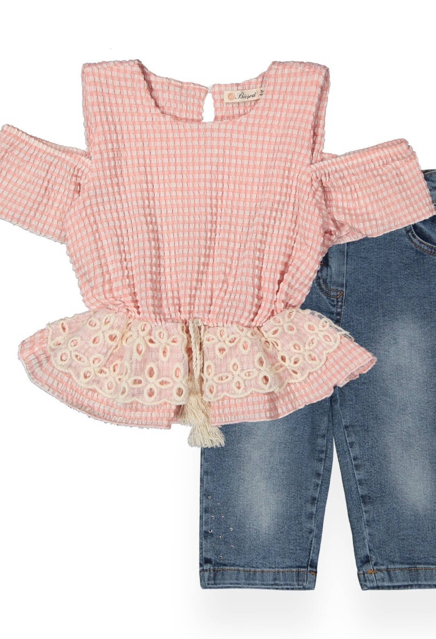 Gofre Tül Dantel Kaprili Takım 1016-211114 - 1016-211114 - Brand: Büşra Bebe - Kids & Bby Clothes From Peralane Kids Turkey