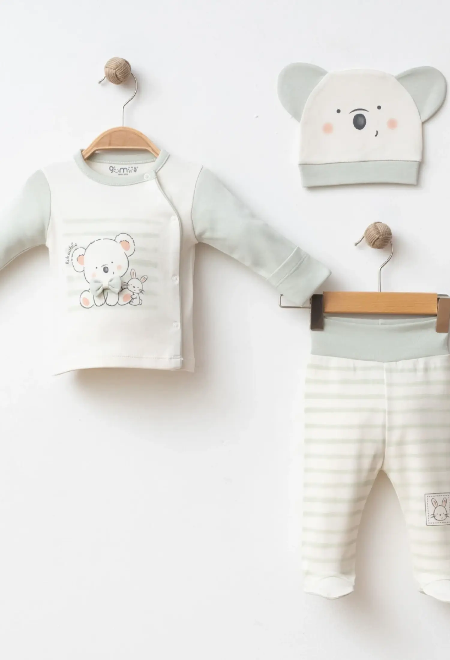 KOALA WITH BOW TIE 3 PIECE SET - 5014 - Brand: Gümüş Baby - Kids & Bby Clothes From Peralane Kids Turkey