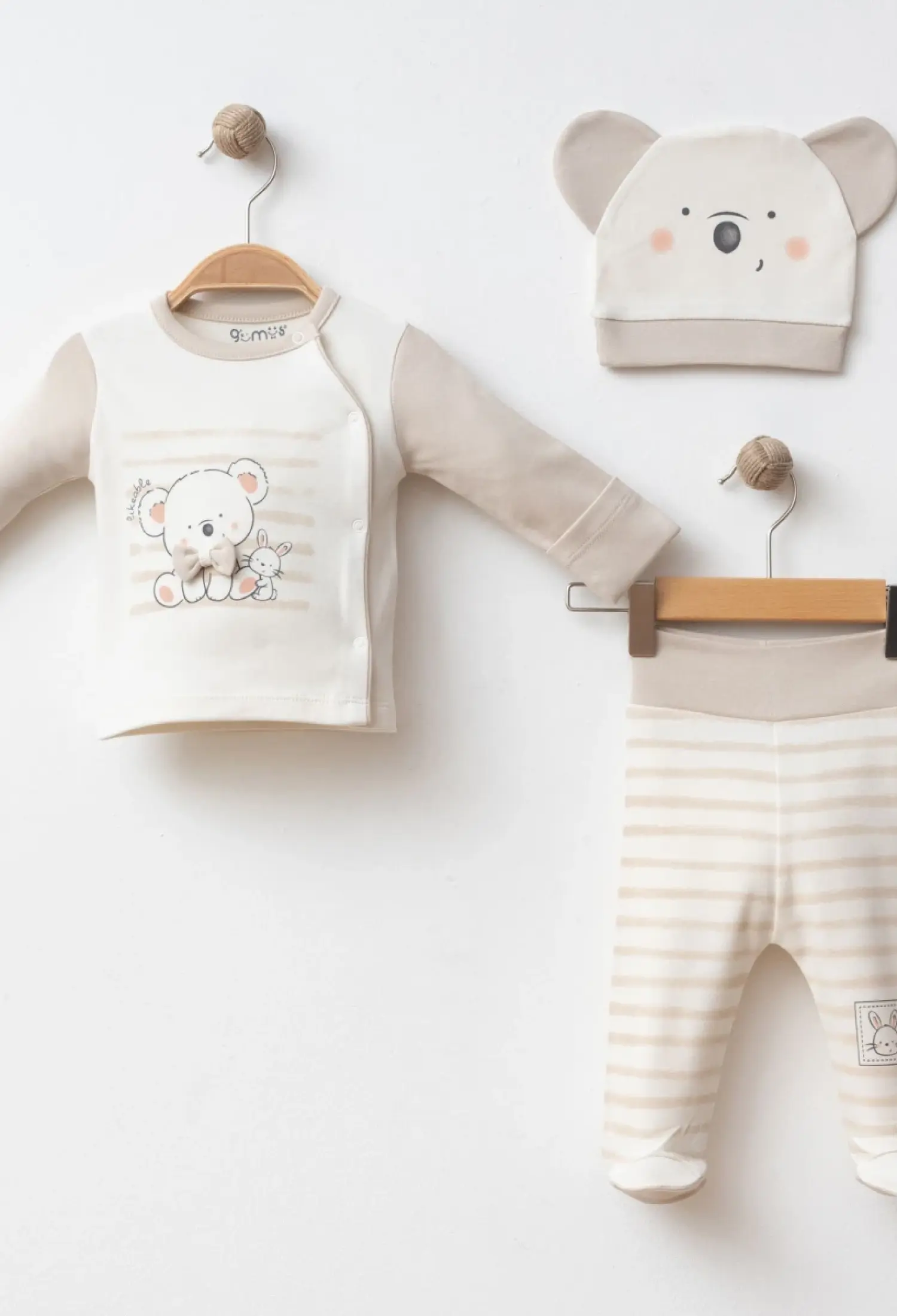 KOALA WITH BOW TIE 3 PIECE SET - 5014 - Brand: Gümüş Baby - Kids & Bby Clothes From Peralane Kids Turkey