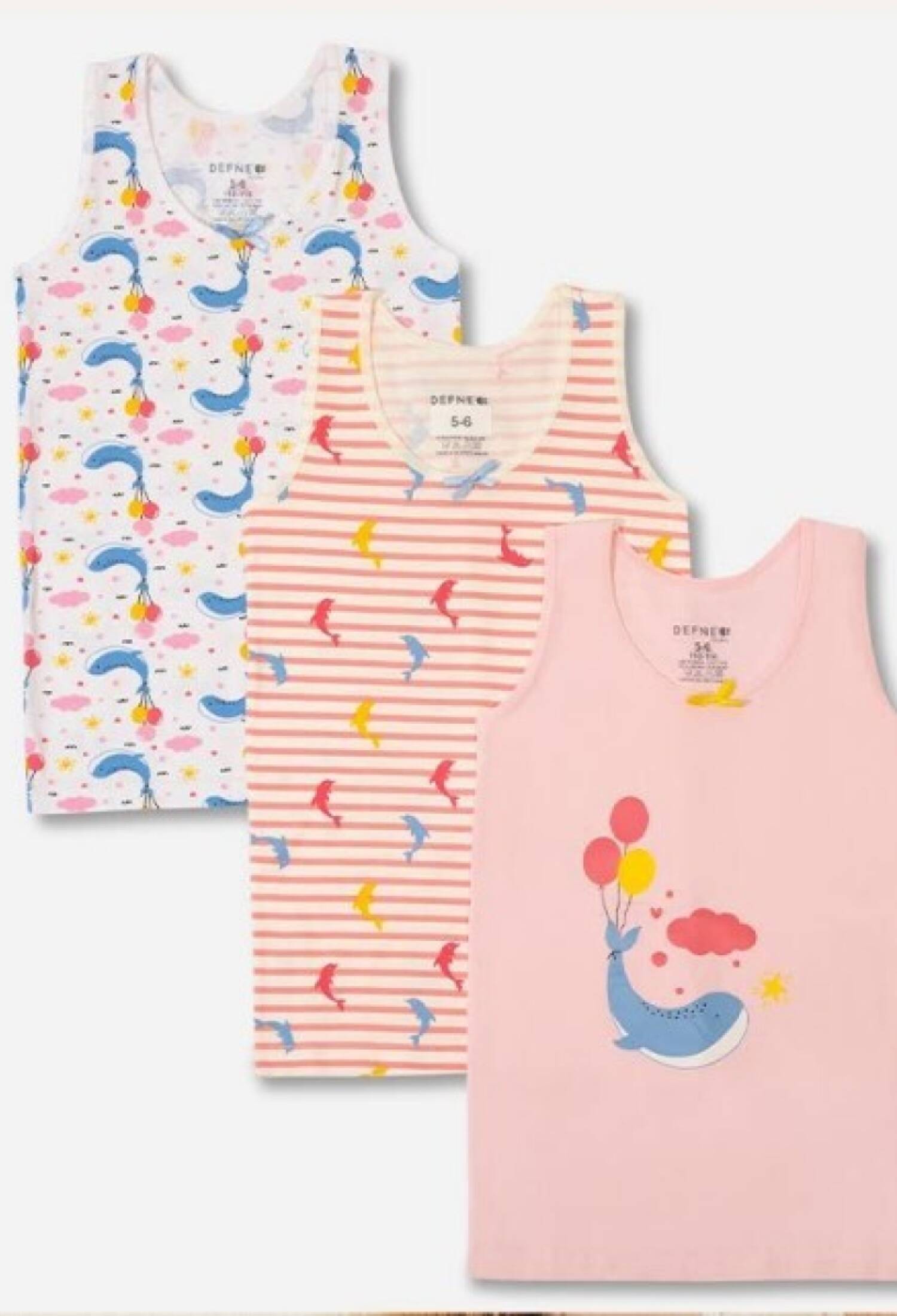 Kalın Askı Kız Çocuk Atlet 5 Paket (3'Lü Seri) 1064-DFN-A039-22 - 1064-DFN-A039-22 - Brand: Defne - Kids & Bby Clothes From Peralane Kids Turkey