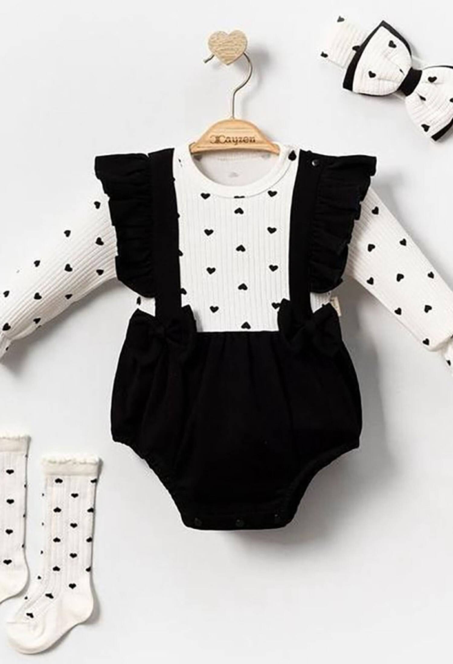 Kalp Desenli Kız Bebe Badi - Brand: CAYZEN - Kids & Bby Clothes From Peralane Kids Turkey